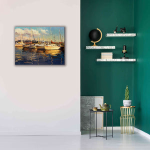 'Boats on Glassy Harbor' by Furtesen, Giclee Canvas Wall Art,34x26