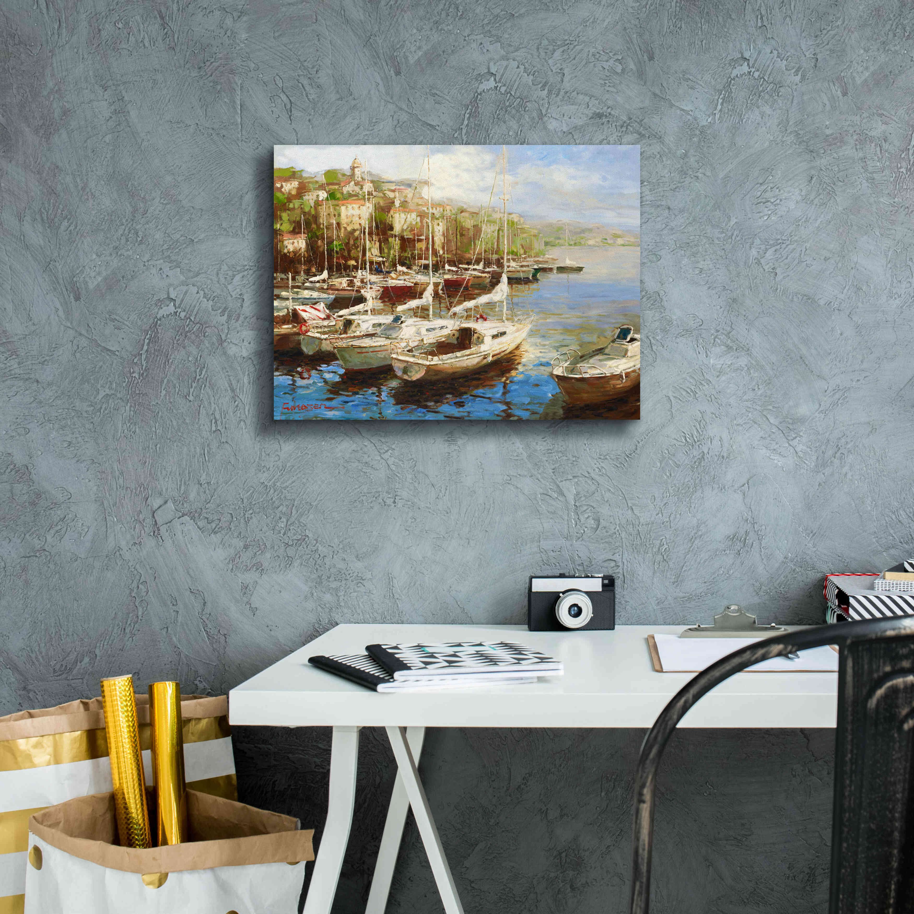 'Harbor Bay' by Furtesen, Giclee Canvas Wall Art,16x12