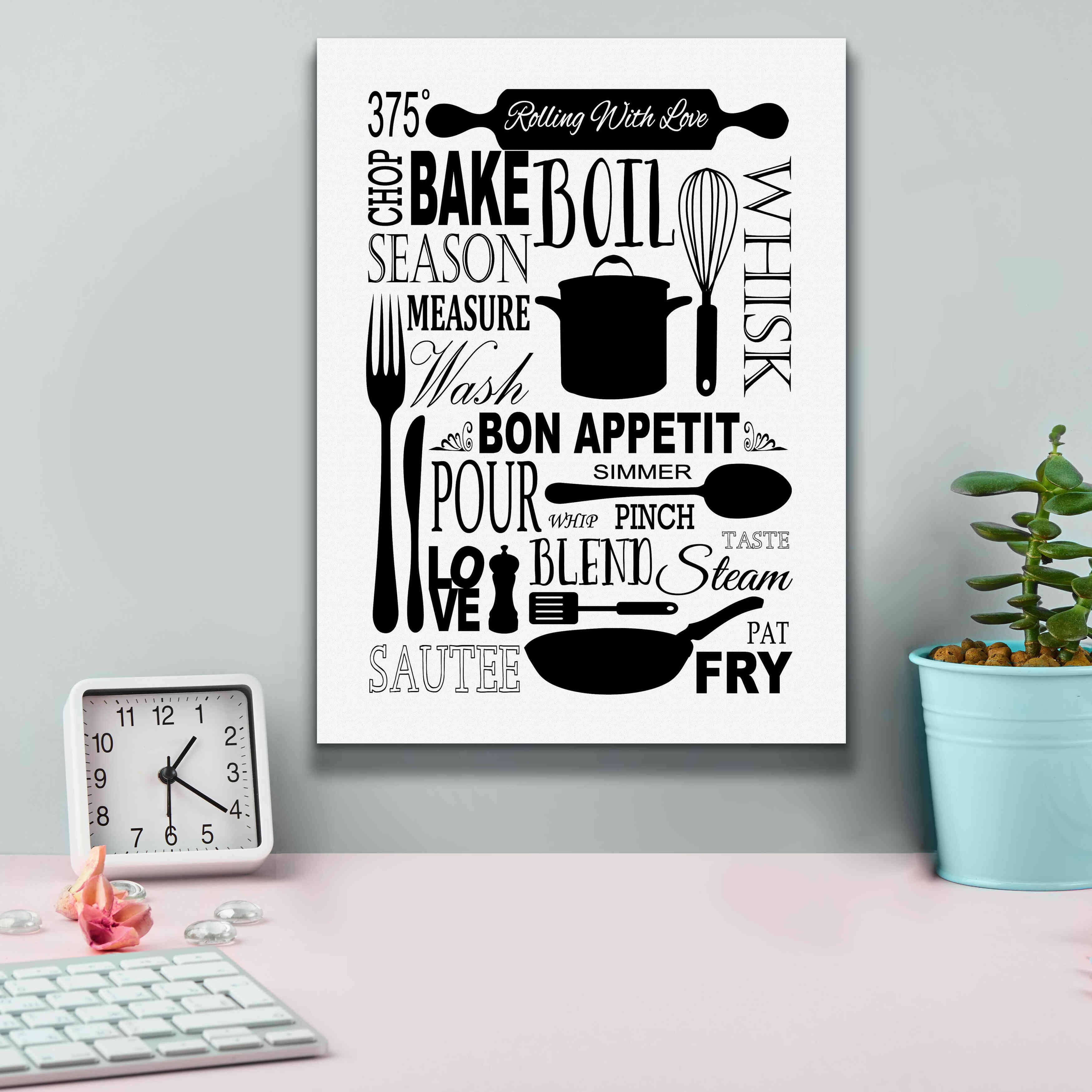 'Culinary Love 1 in B&W' by Leslie Fuqua, Giclee Canvas Wall Art,12x16
