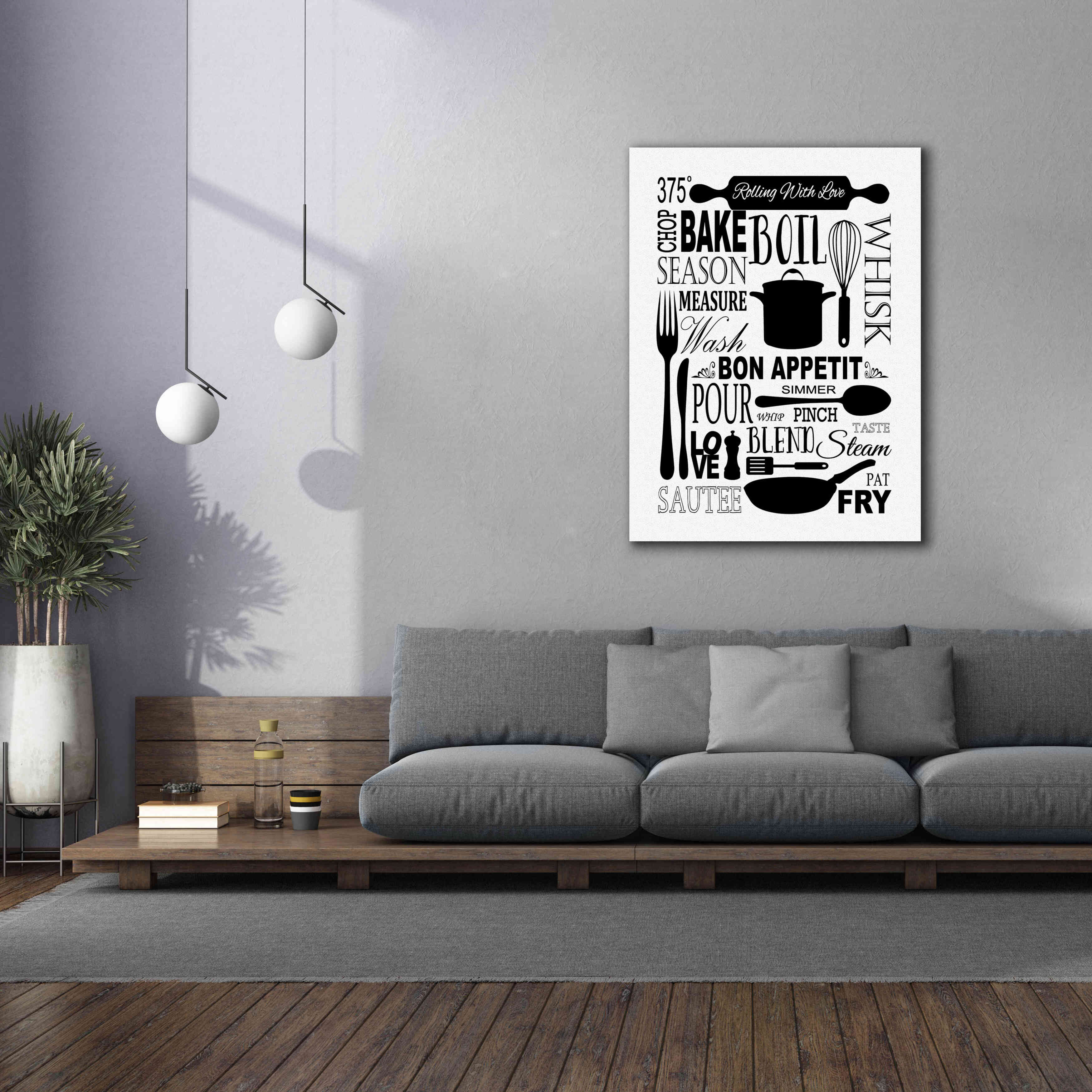 'Culinary Love 1 in B&W' by Leslie Fuqua, Giclee Canvas Wall Art,40x54