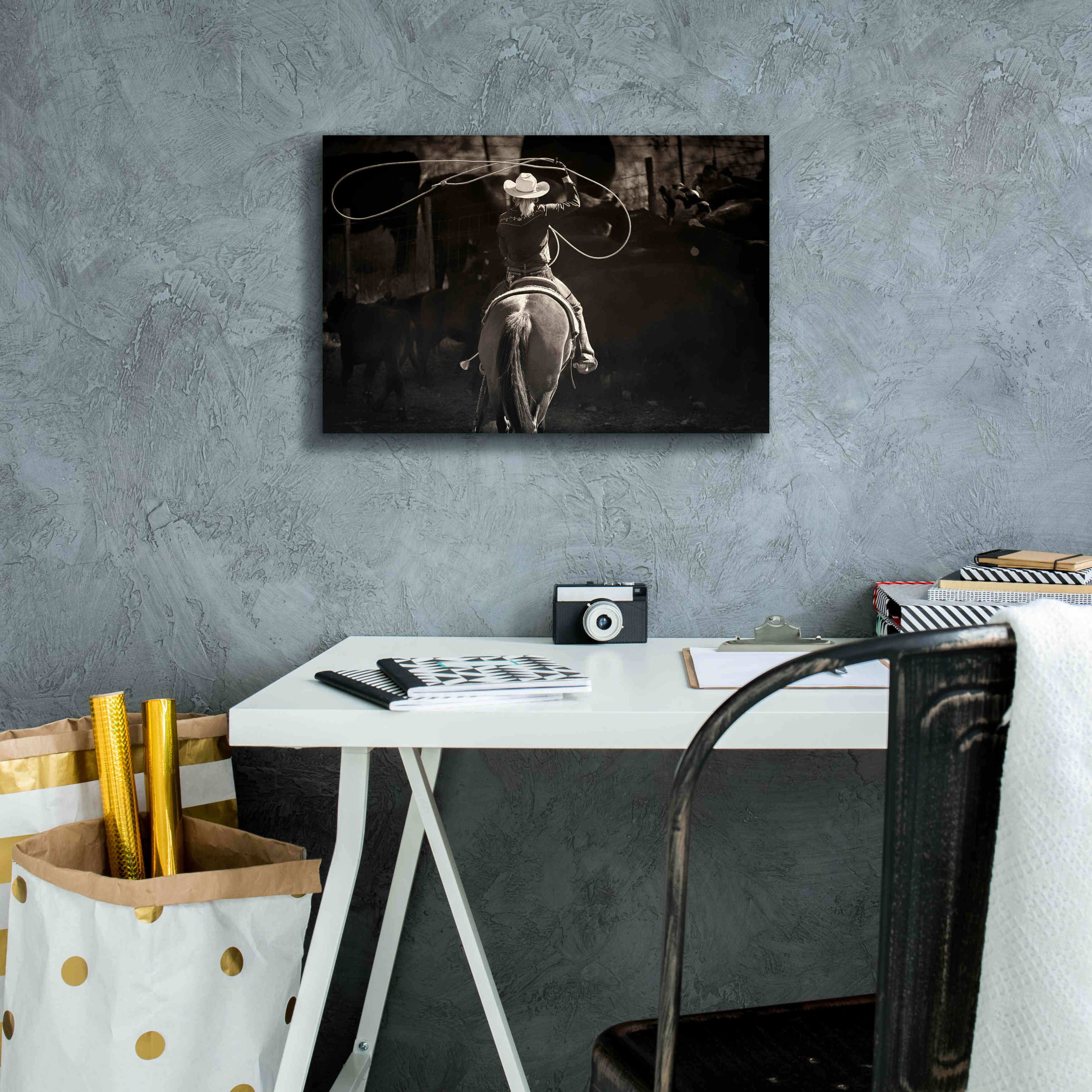 'American Cowgirl' by Lisa Dearing, Giclee Canvas Wall Art,18x12