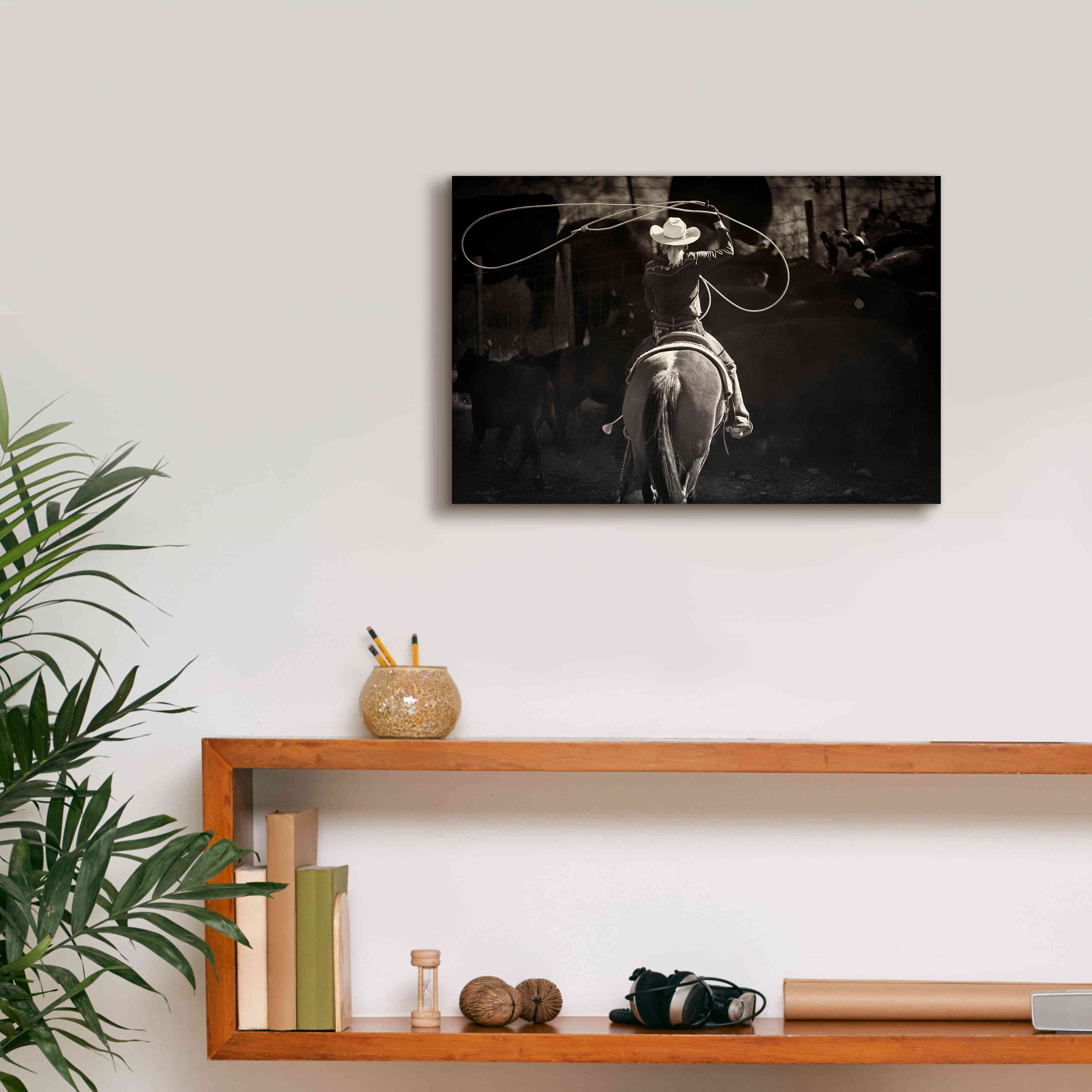 'American Cowgirl' by Lisa Dearing, Giclee Canvas Wall Art,18x12