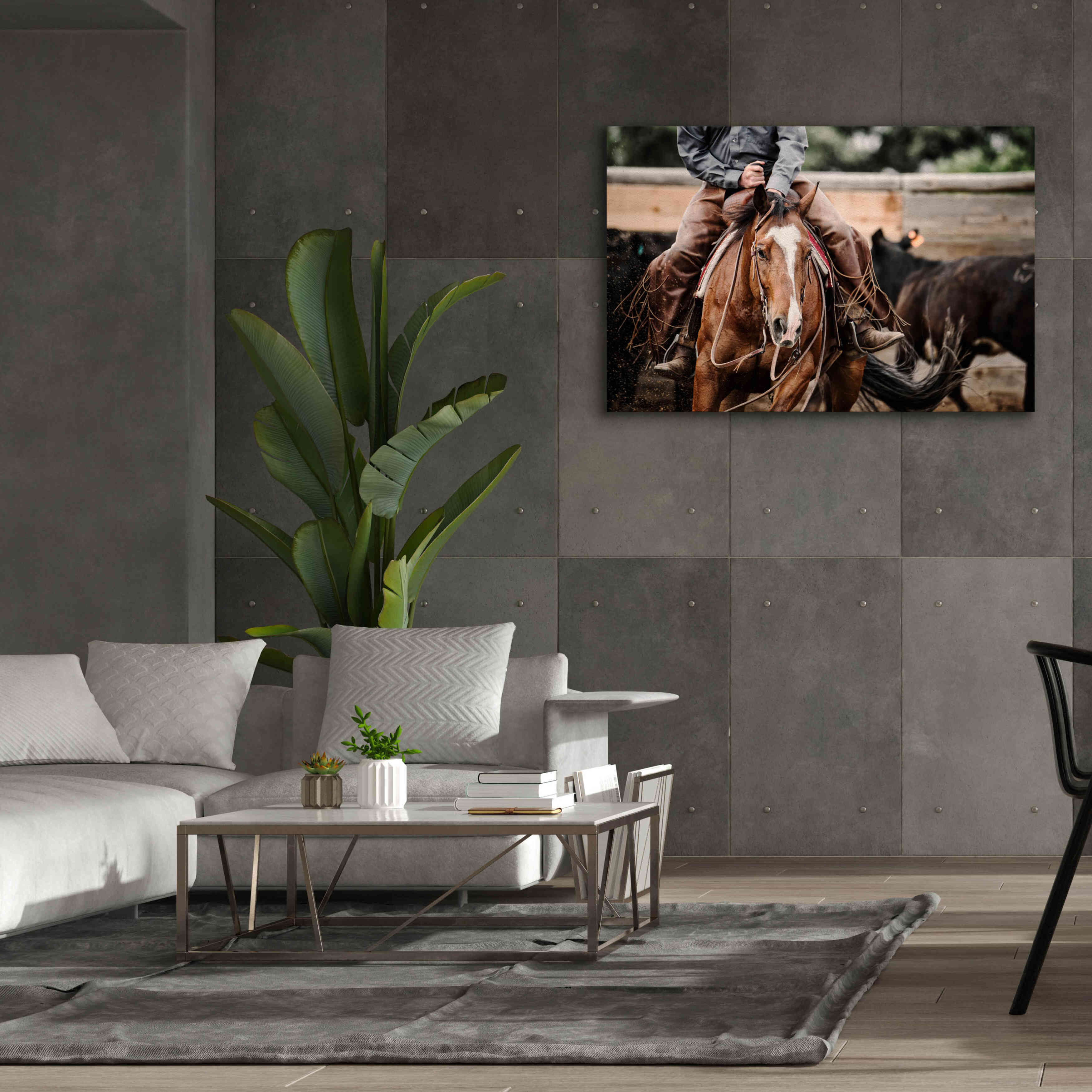 'Cutting Horse' by Lisa Dearing, Giclee Canvas Wall Art,60x40