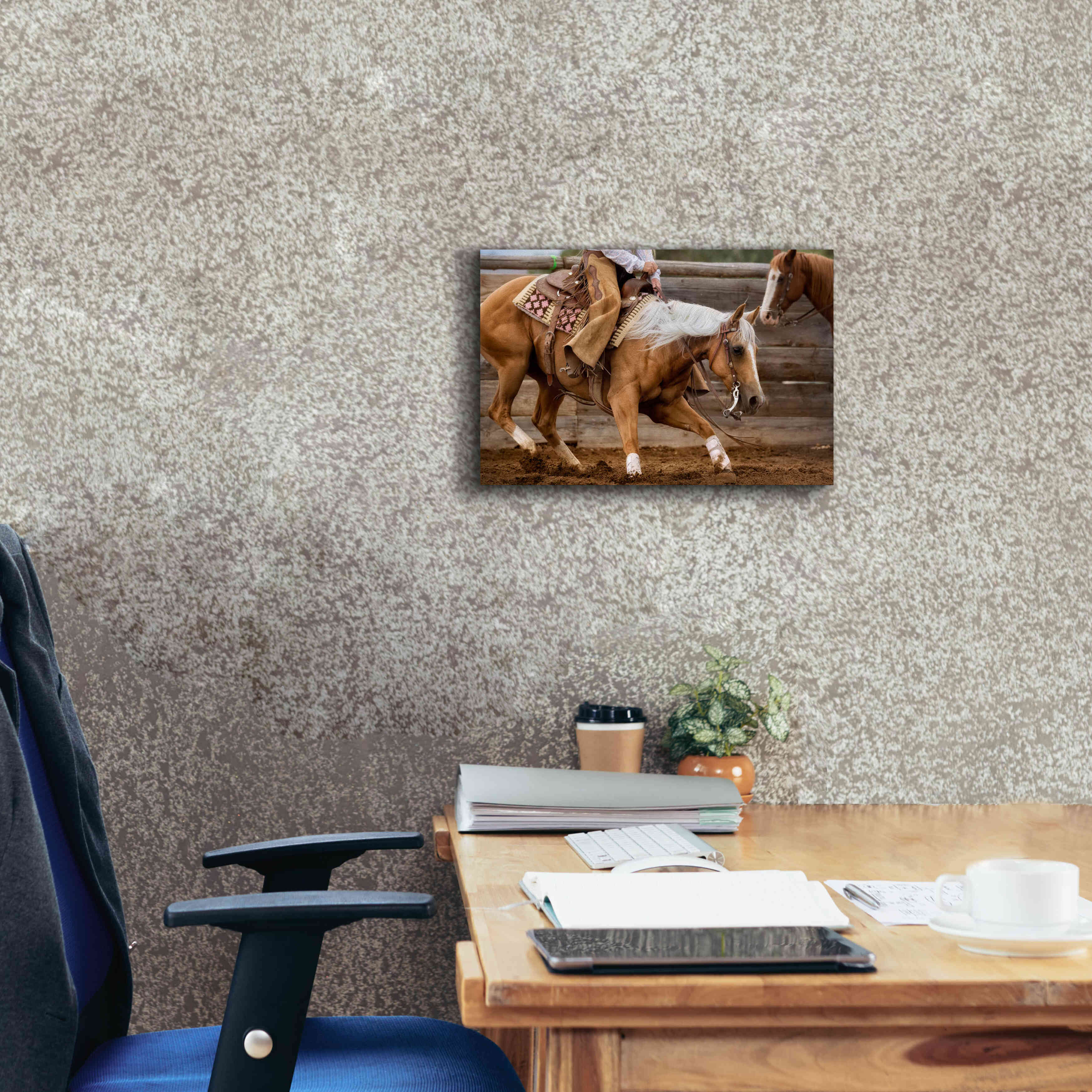 'Cutting Horses' by Lisa Dearing, Giclee Canvas Wall Art,18x12