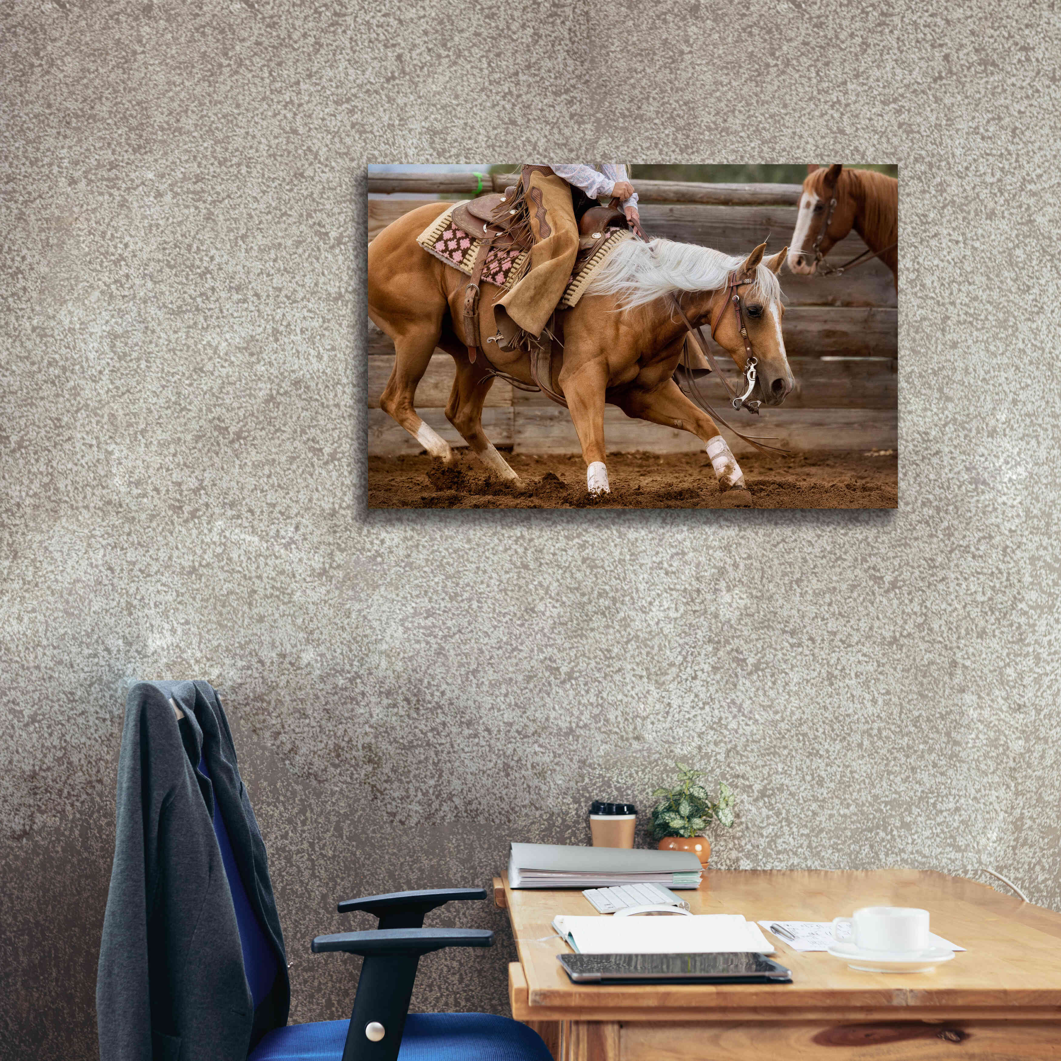 'Cutting Horses' by Lisa Dearing, Giclee Canvas Wall Art,40x26
