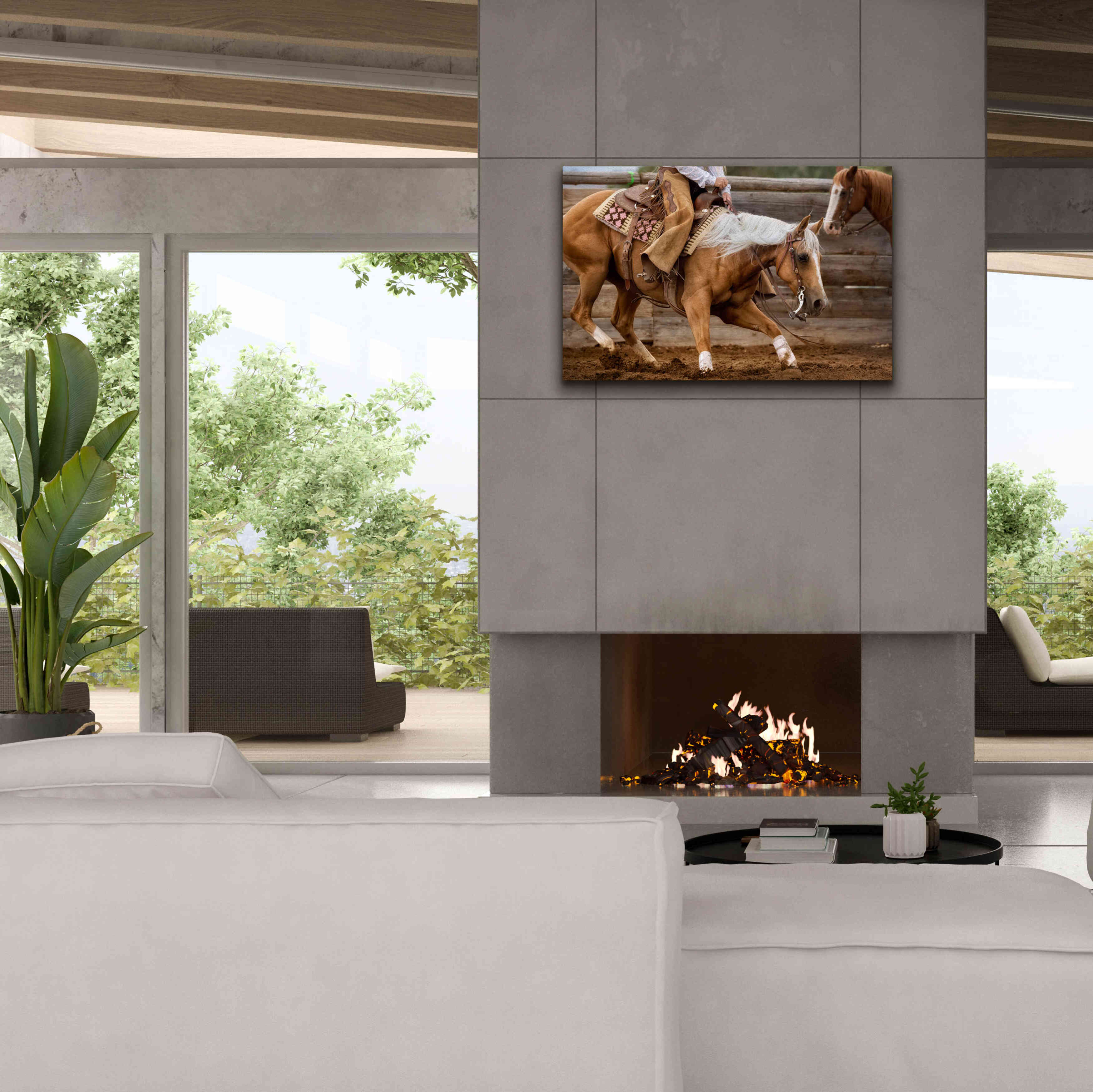 'Cutting Horses' by Lisa Dearing, Giclee Canvas Wall Art,40x26