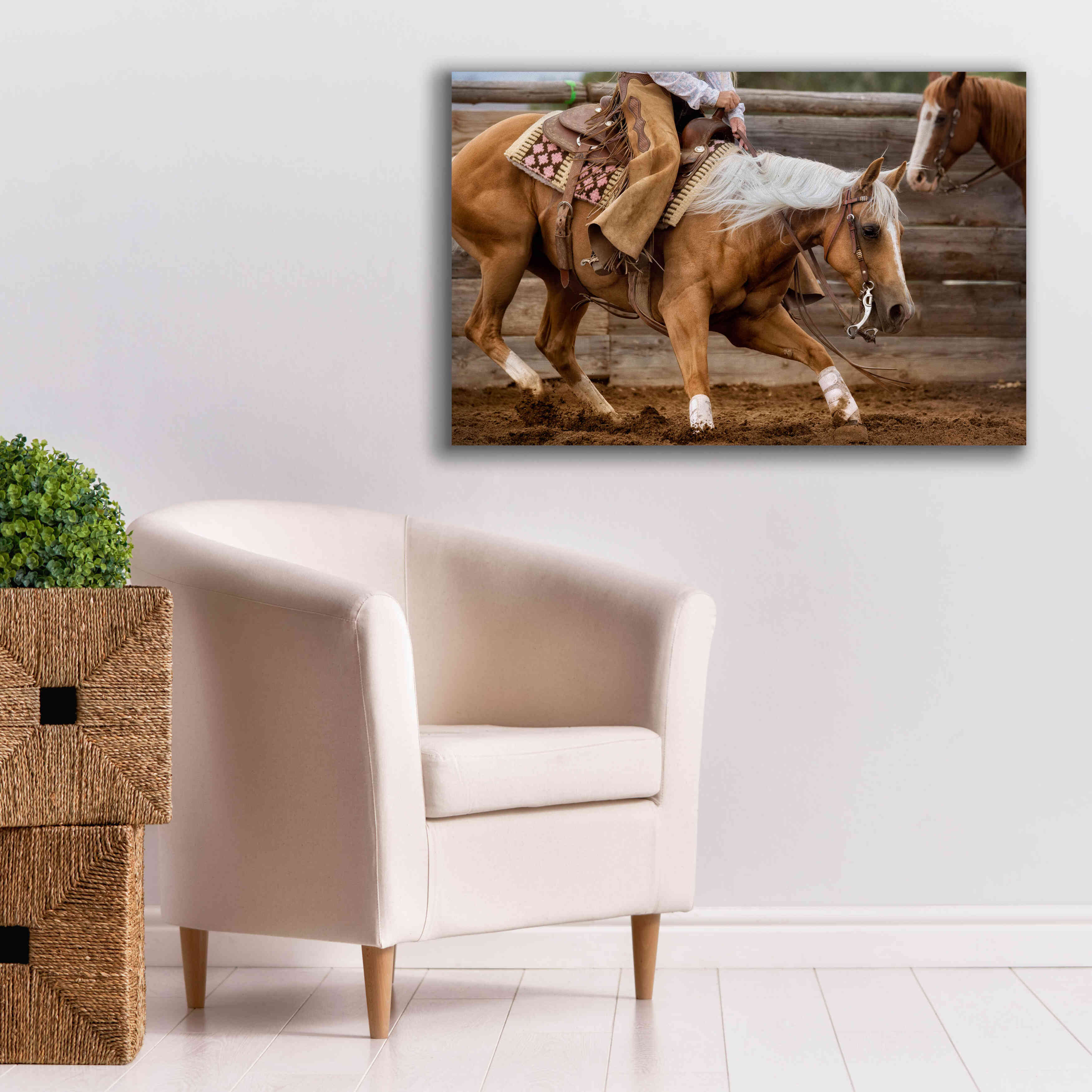 'Cutting Horses' by Lisa Dearing, Giclee Canvas Wall Art,40x26