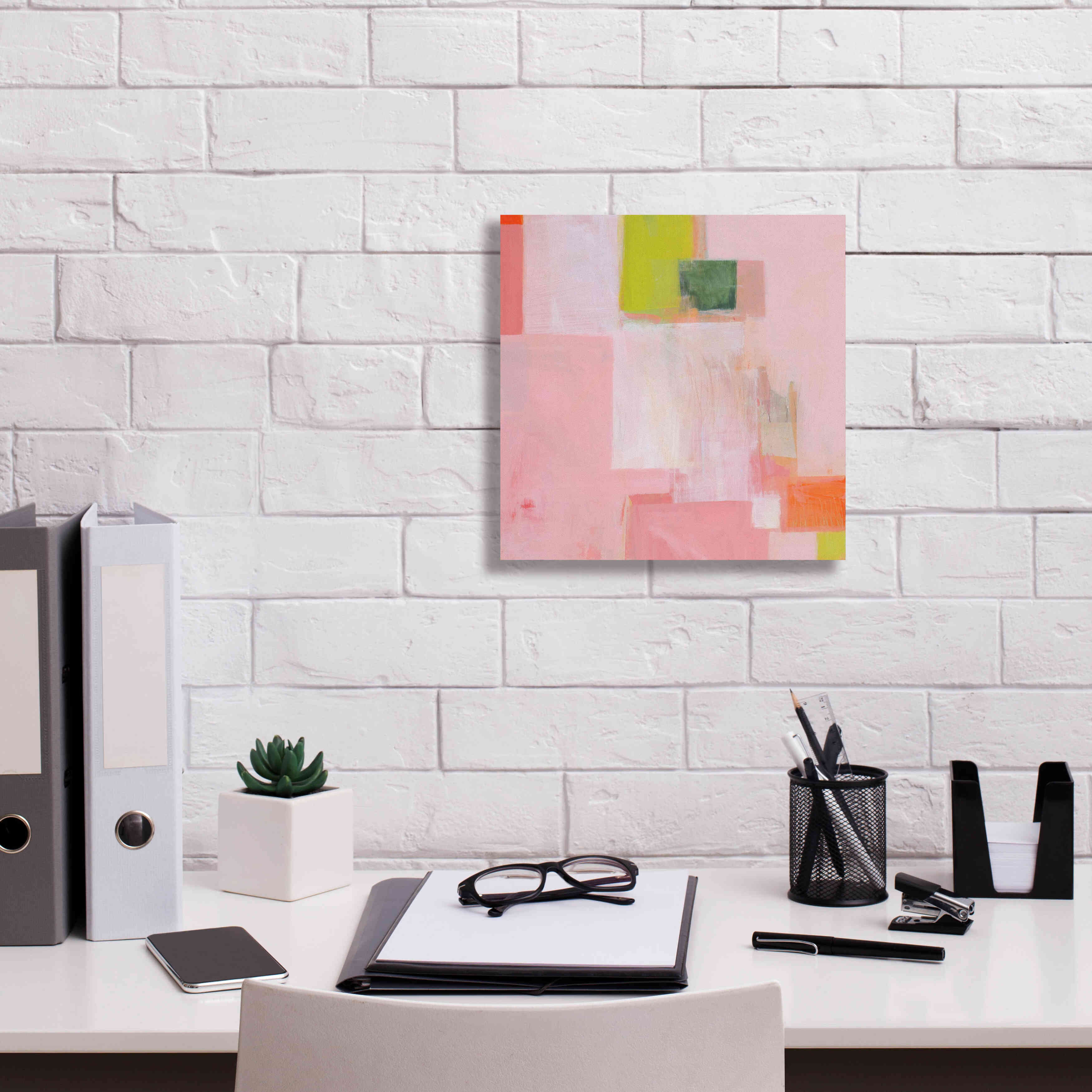 'Pink Squares' by Melissa Donoho, Giclee Canvas Wall Art,12x12