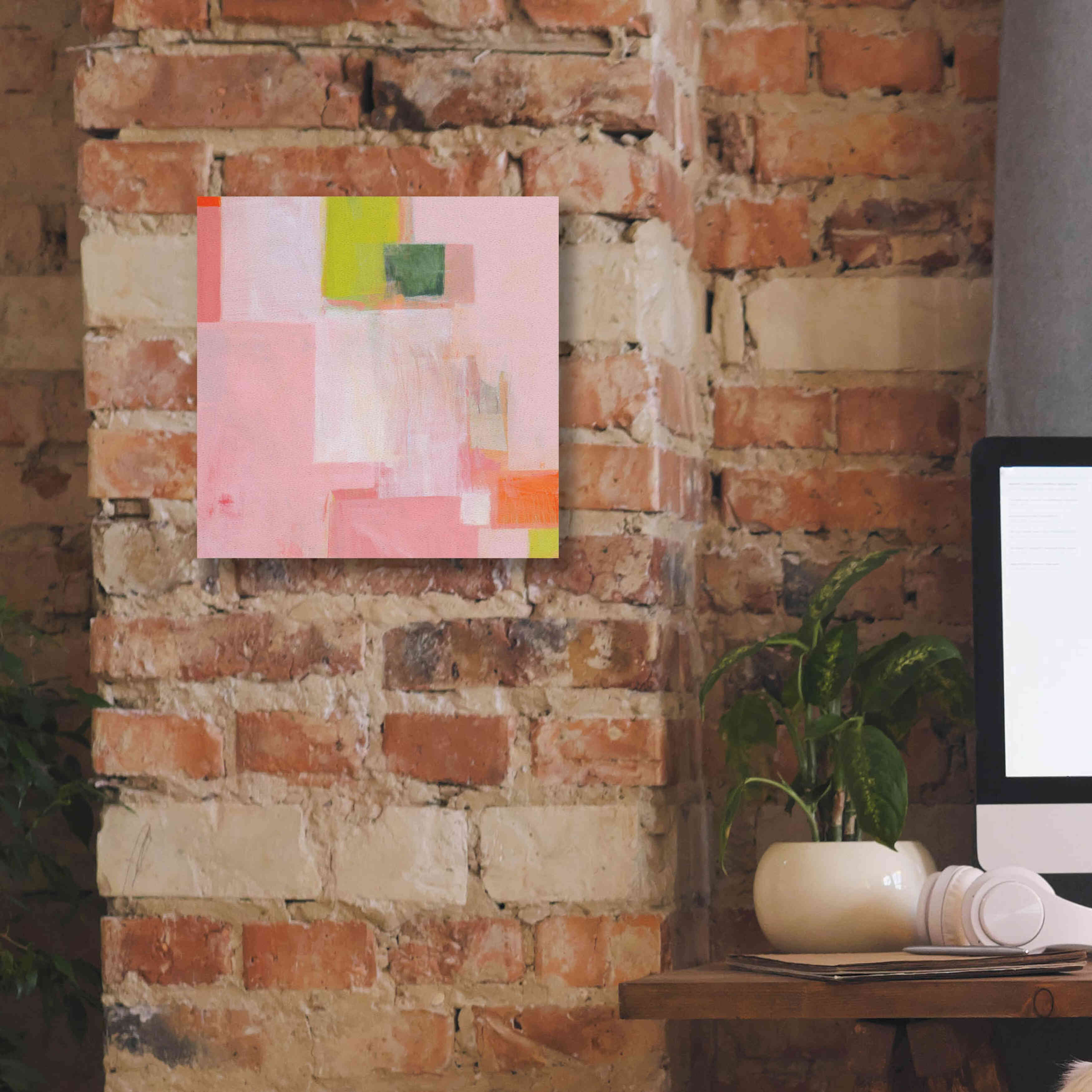 'Pink Squares' by Melissa Donoho, Giclee Canvas Wall Art,12x12