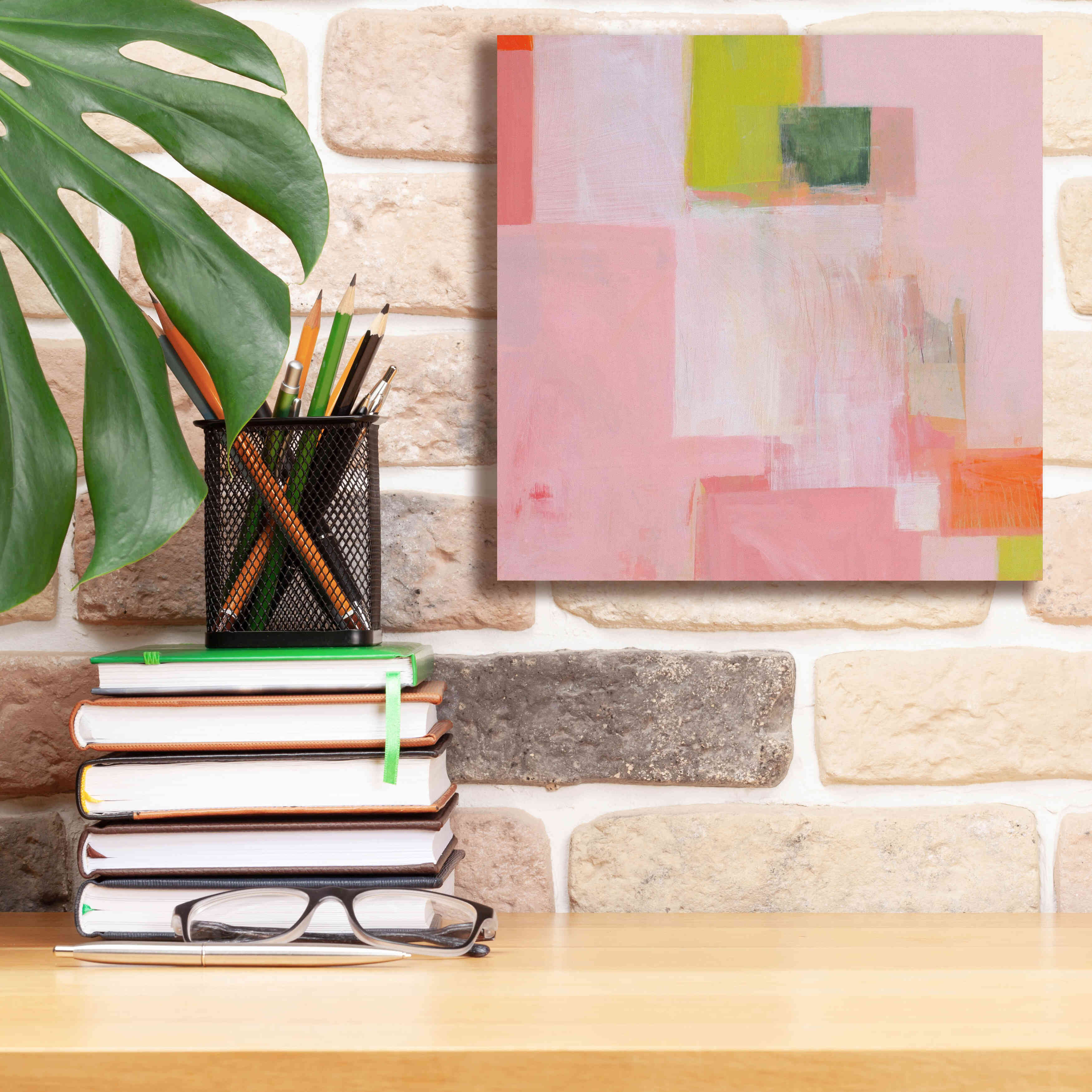 'Pink Squares' by Melissa Donoho, Giclee Canvas Wall Art,12x12