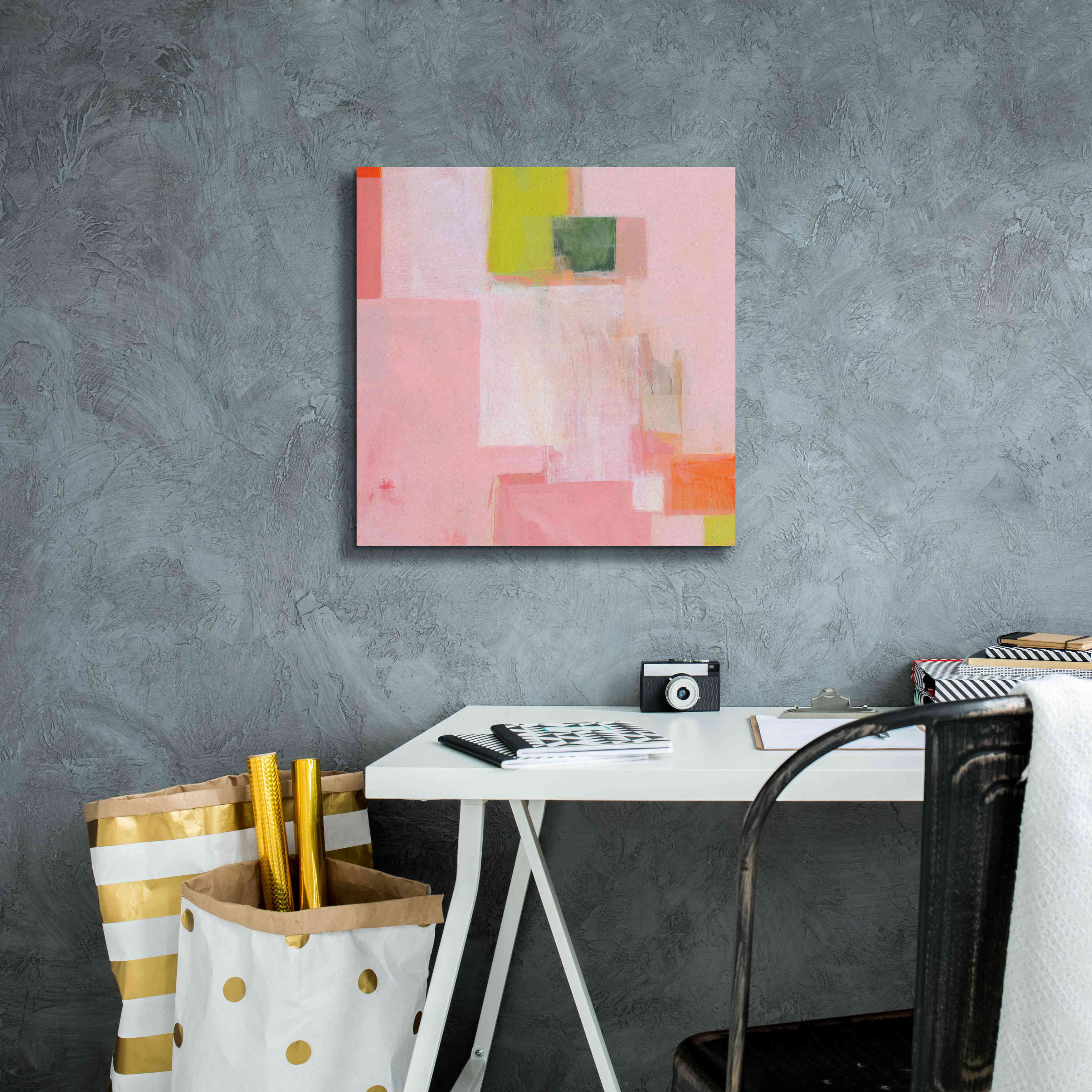 'Pink Squares' by Melissa Donoho, Giclee Canvas Wall Art,18x18