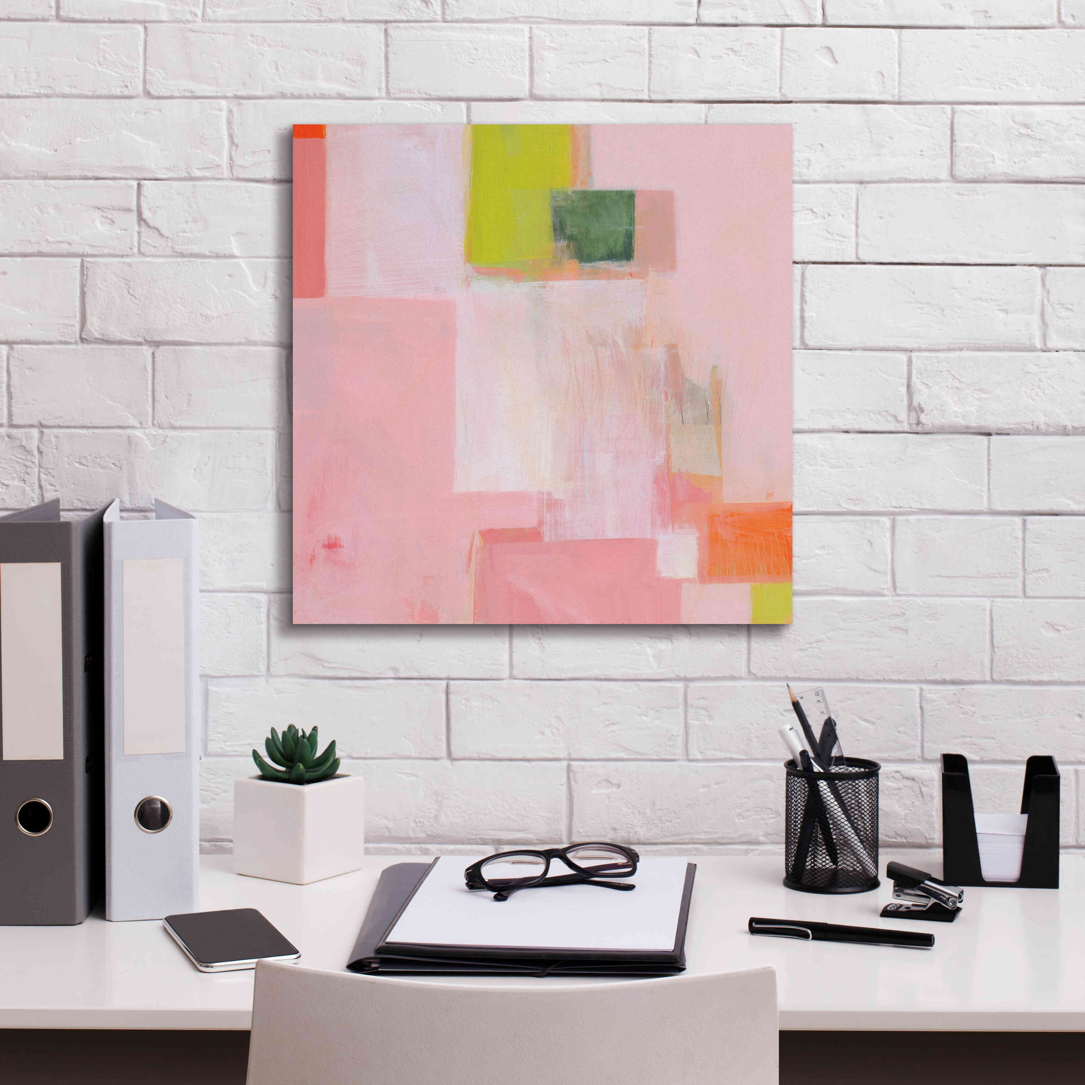 'Pink Squares' by Melissa Donoho, Giclee Canvas Wall Art,18x18