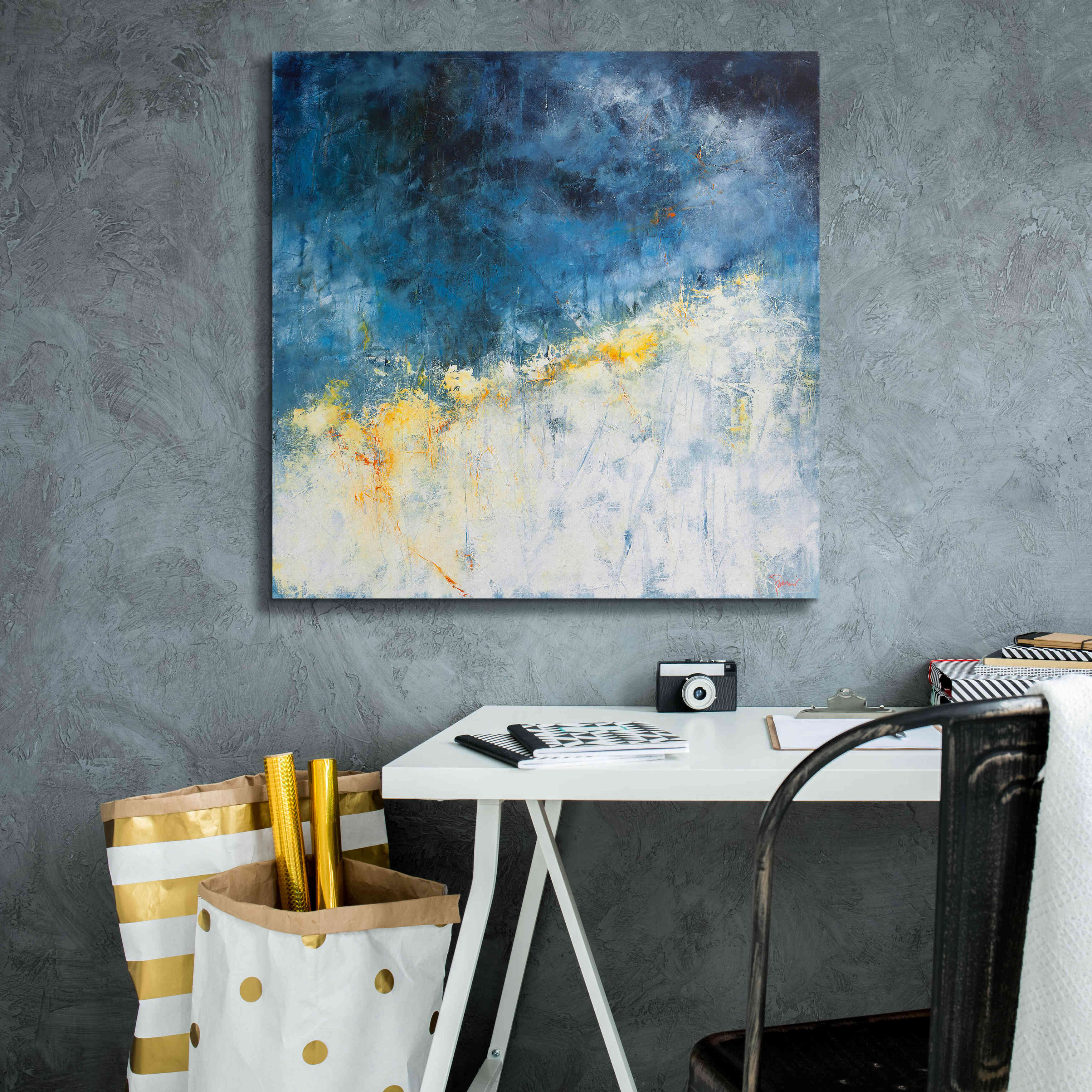 'Yellow Bloom' by Patrick Dennis, Giclee Canvas Wall Art,26 x 26