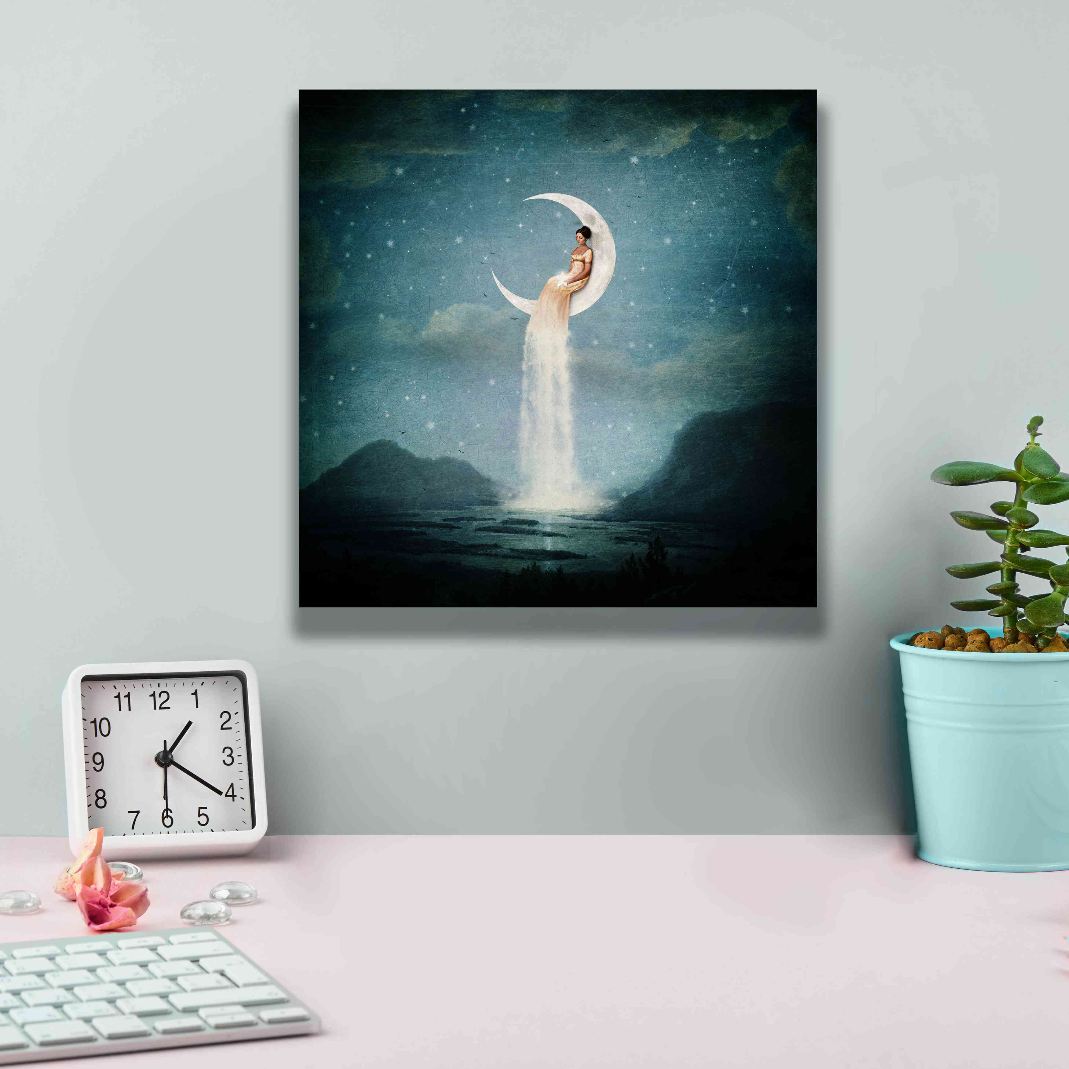 'Moon River Lady' by Paula Belle Flores, Giclee Canvas Wall Art,12 x 12