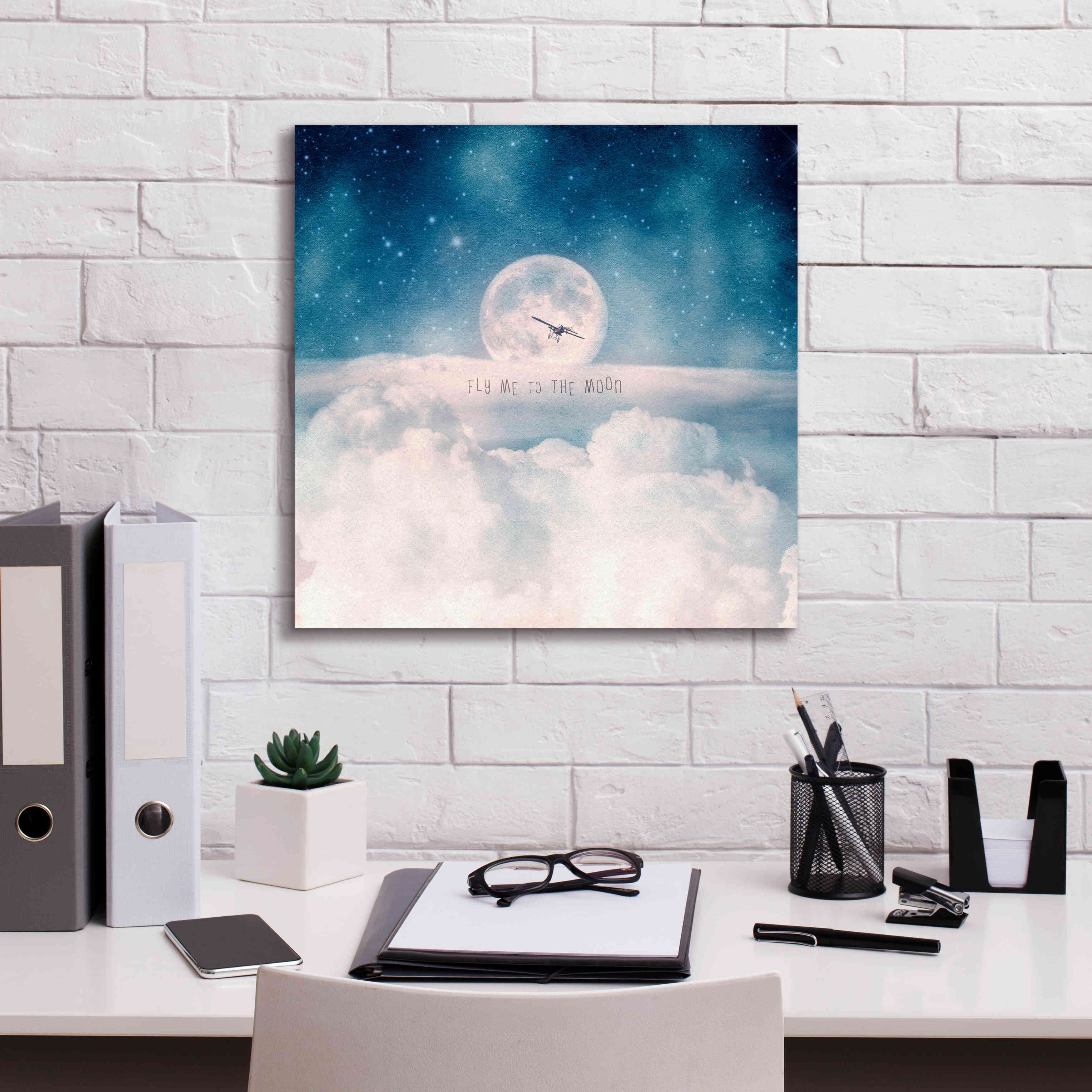 'Moonrise Over the Clouds' by Paula Belle Flores, Giclee Canvas Wall Art,18 x 18