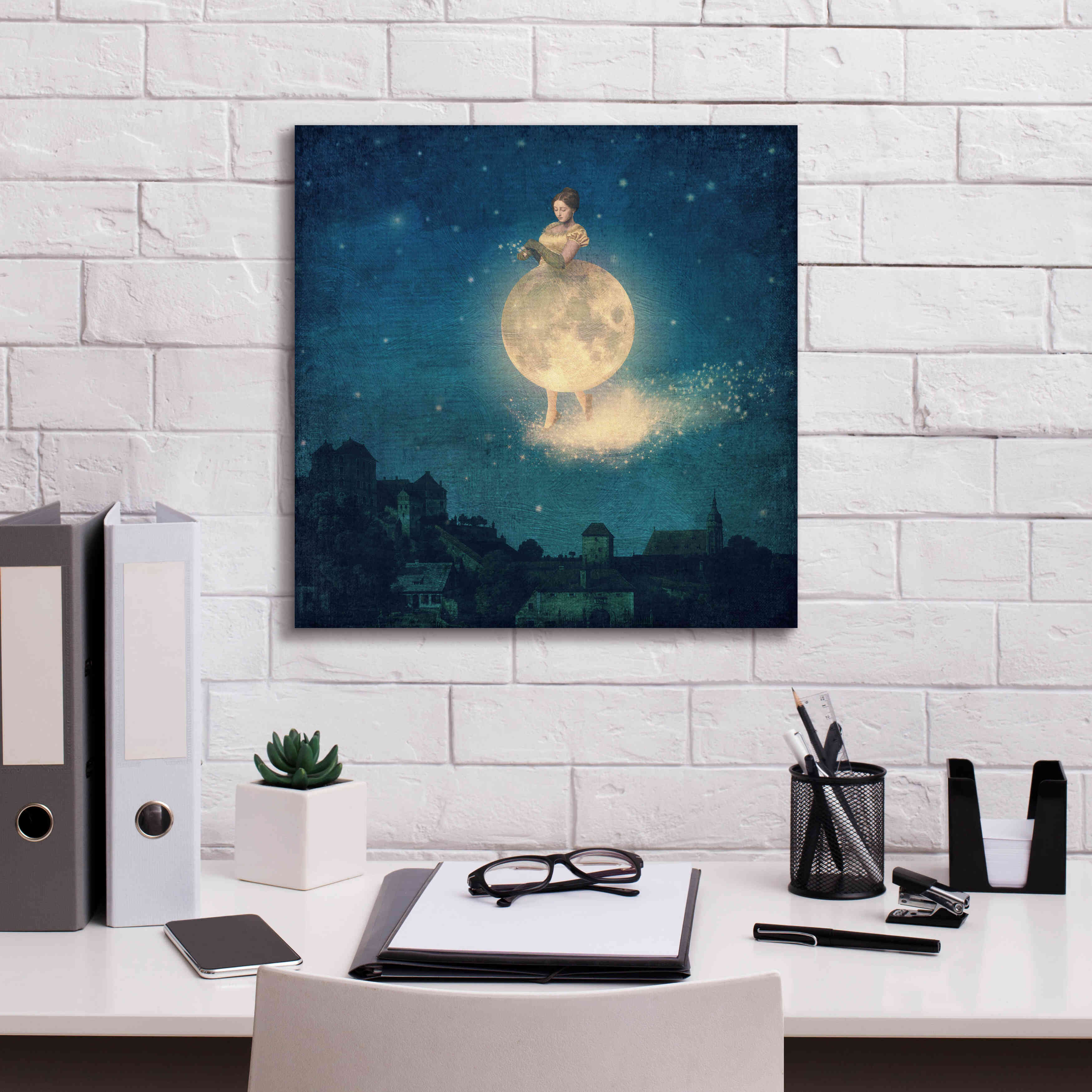 'Shhh Lady Night is Coming' by Paula Belle Flores, Giclee Canvas Wall Art,18 x 18