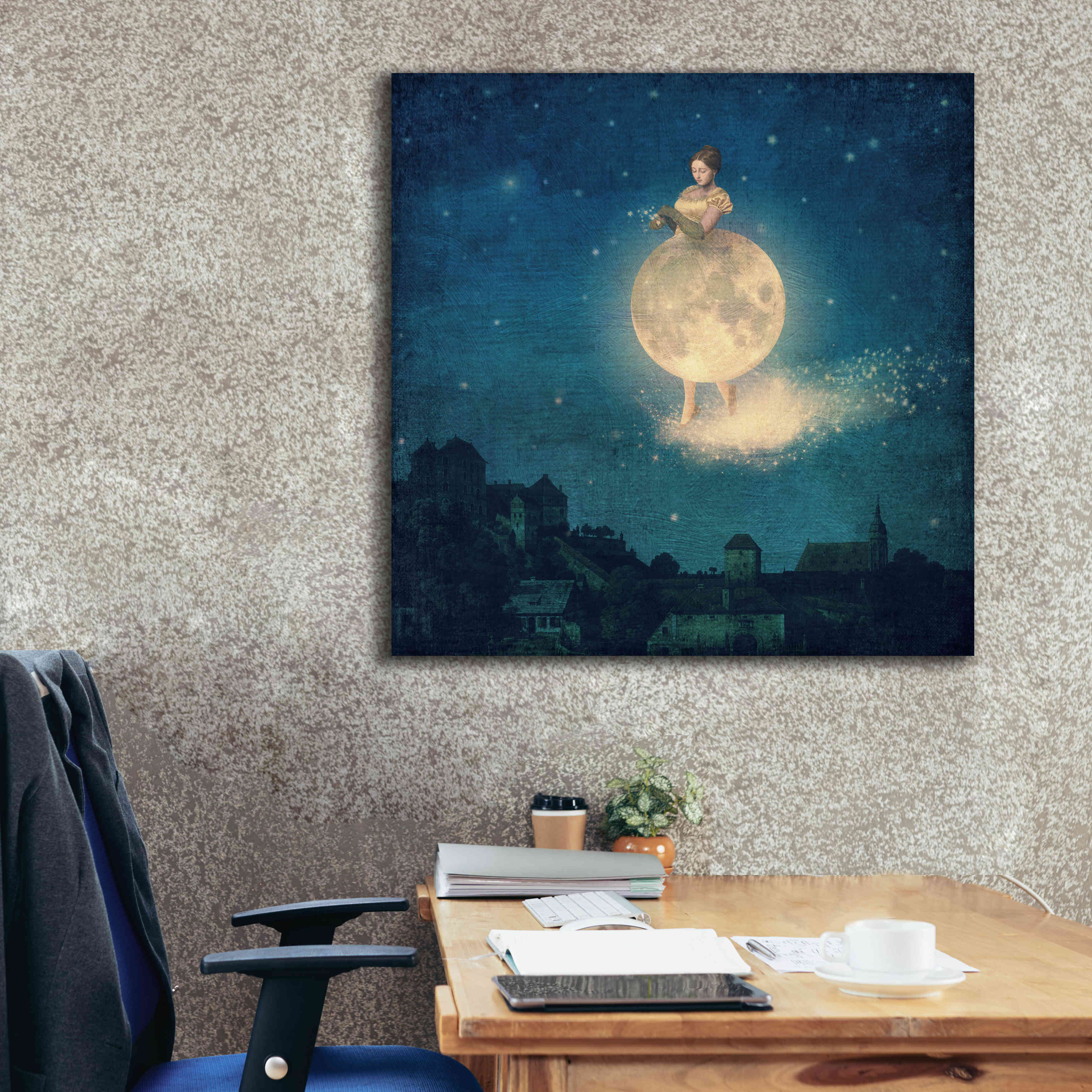 'Shhh Lady Night is Coming' by Paula Belle Flores, Giclee Canvas Wall Art,37 x 37