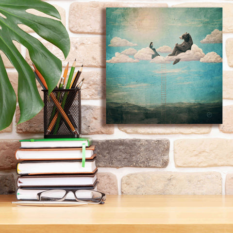 Image of 'Tea Time With Ala The Bear' by Paula Belle Flores, Giclee Canvas Wall Art,12 x 12