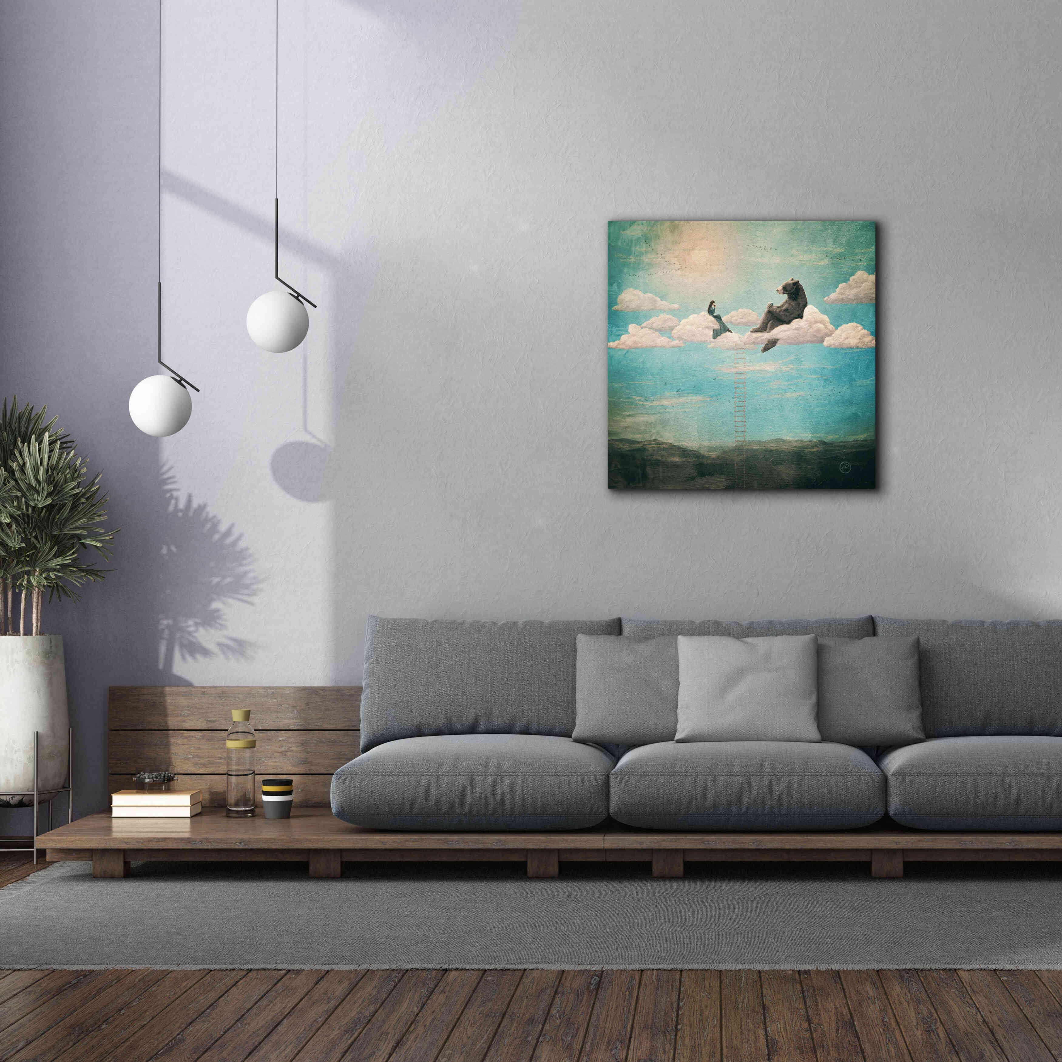 'Tea Time With Ala The Bear' by Paula Belle Flores, Giclee Canvas Wall Art,37 x 37