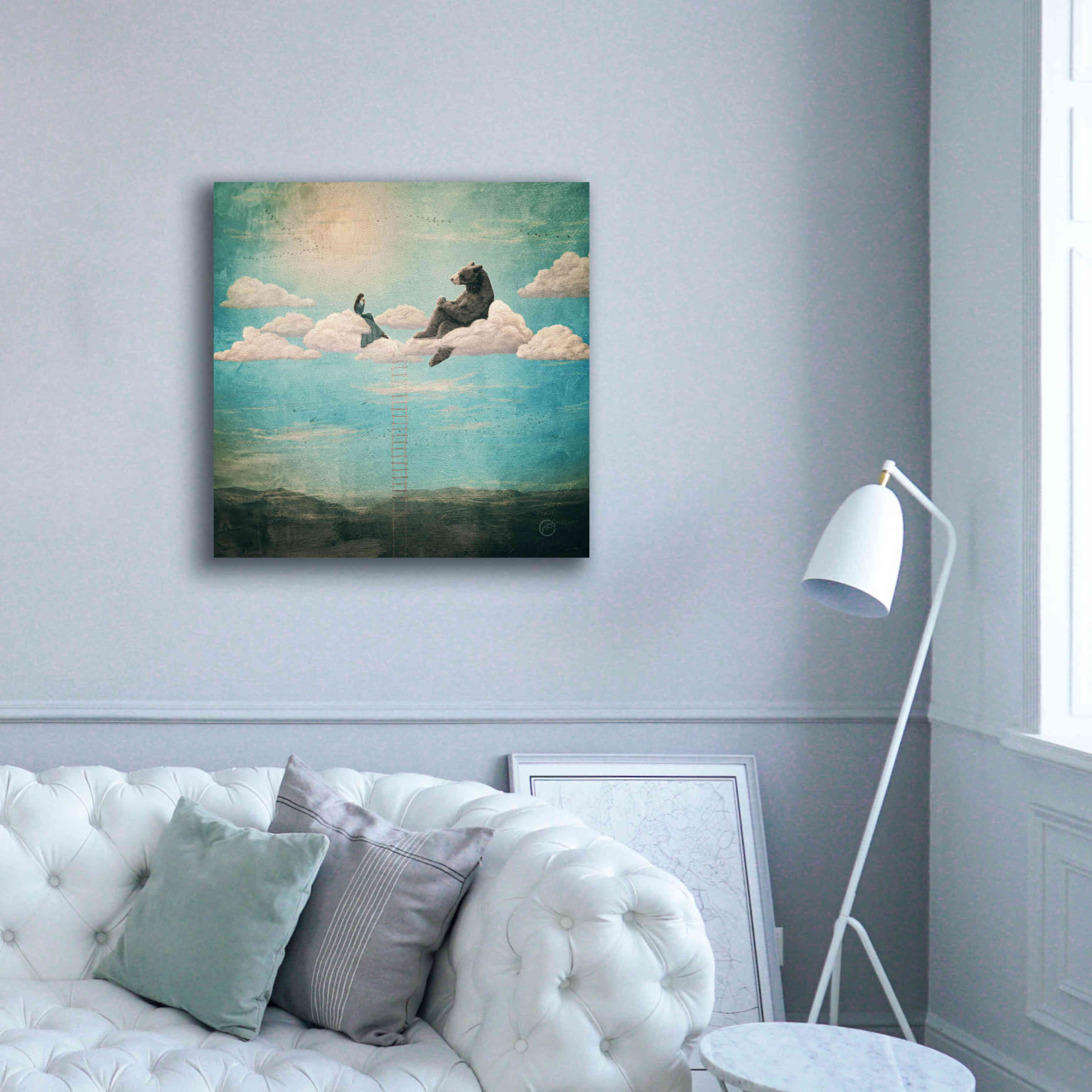 'Tea Time With Ala The Bear' by Paula Belle Flores, Giclee Canvas Wall Art,37 x 37