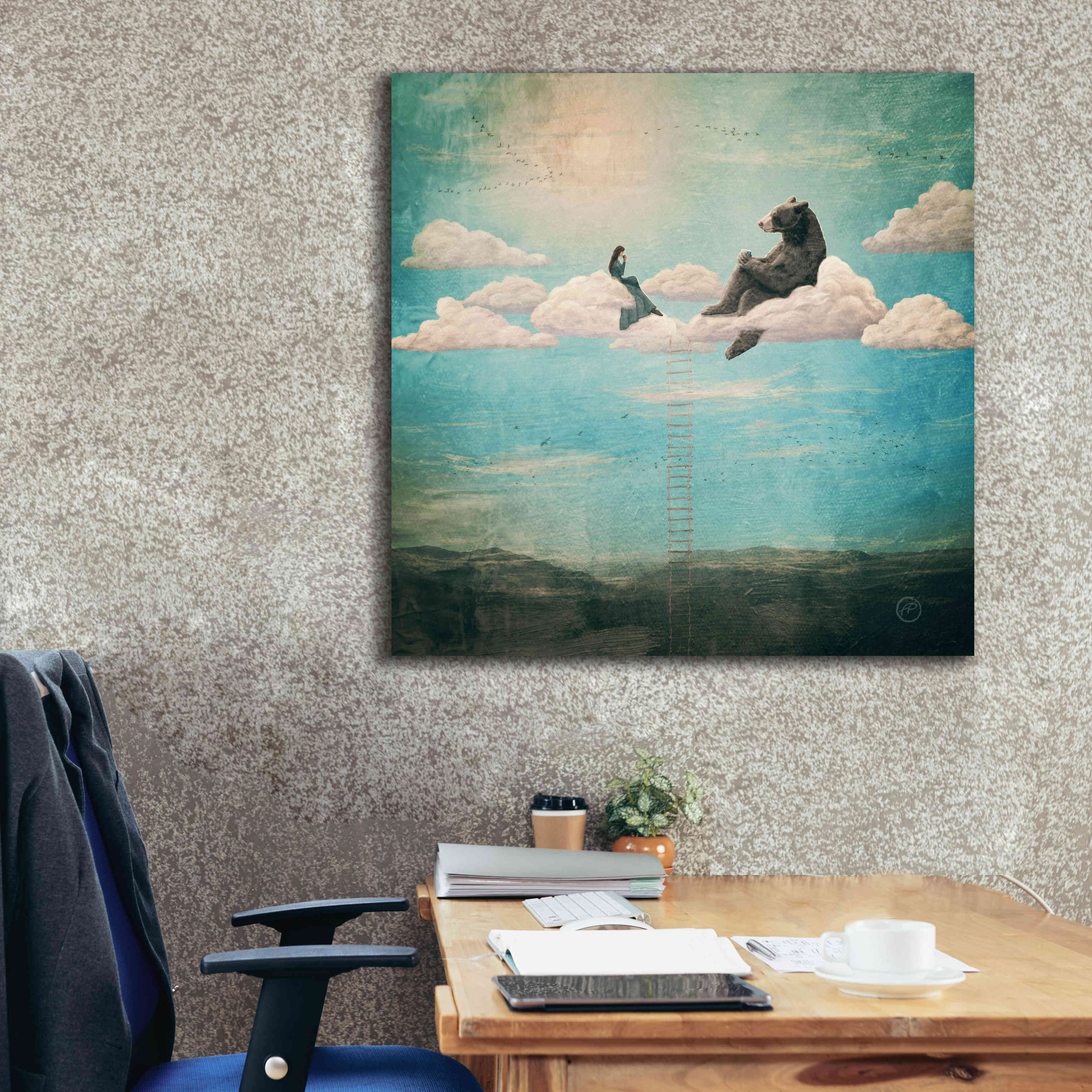 'Tea Time With Ala The Bear' by Paula Belle Flores, Giclee Canvas Wall Art,37 x 37