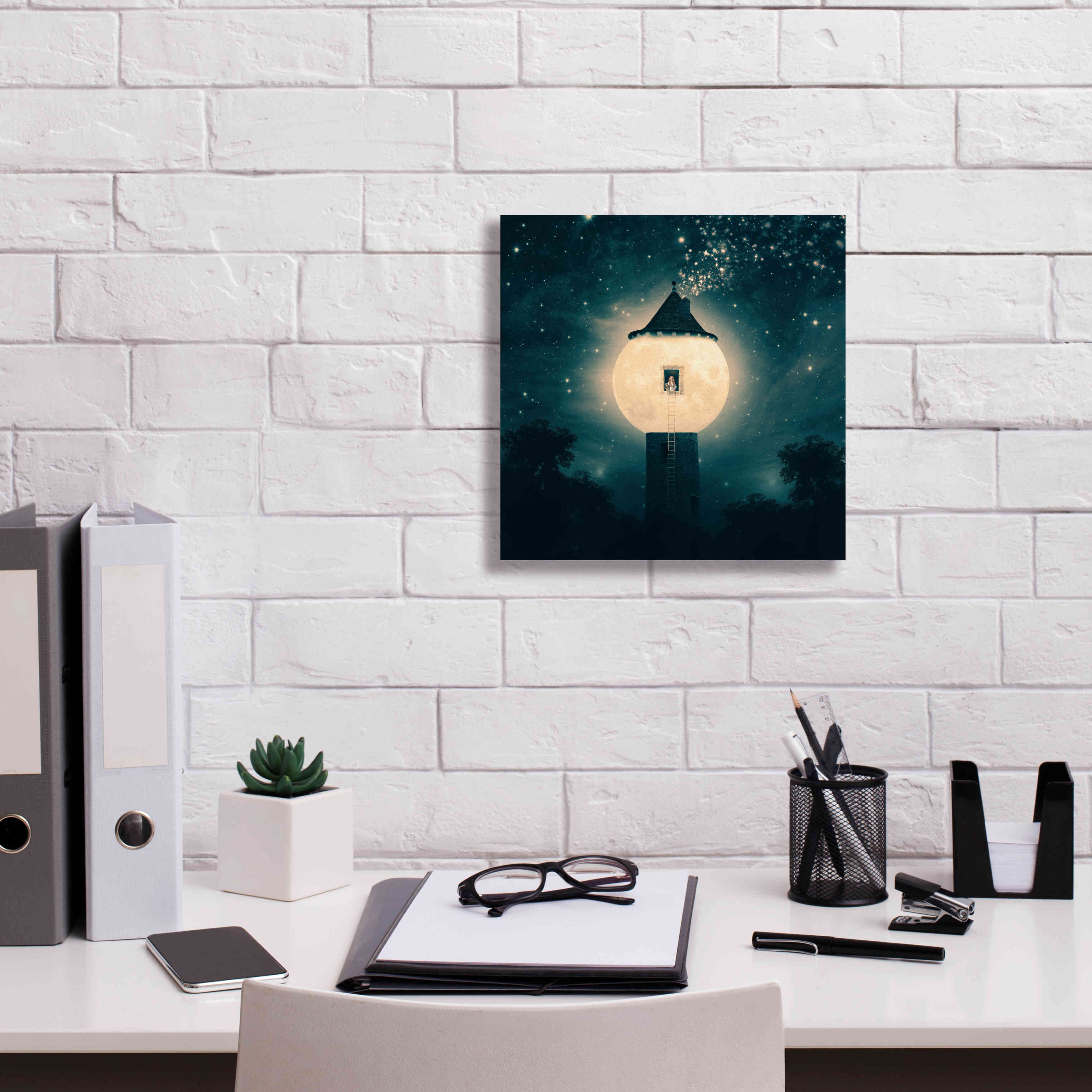 'The Moon Tower' by Paula Belle Flores, Giclee Canvas Wall Art,12 x 12