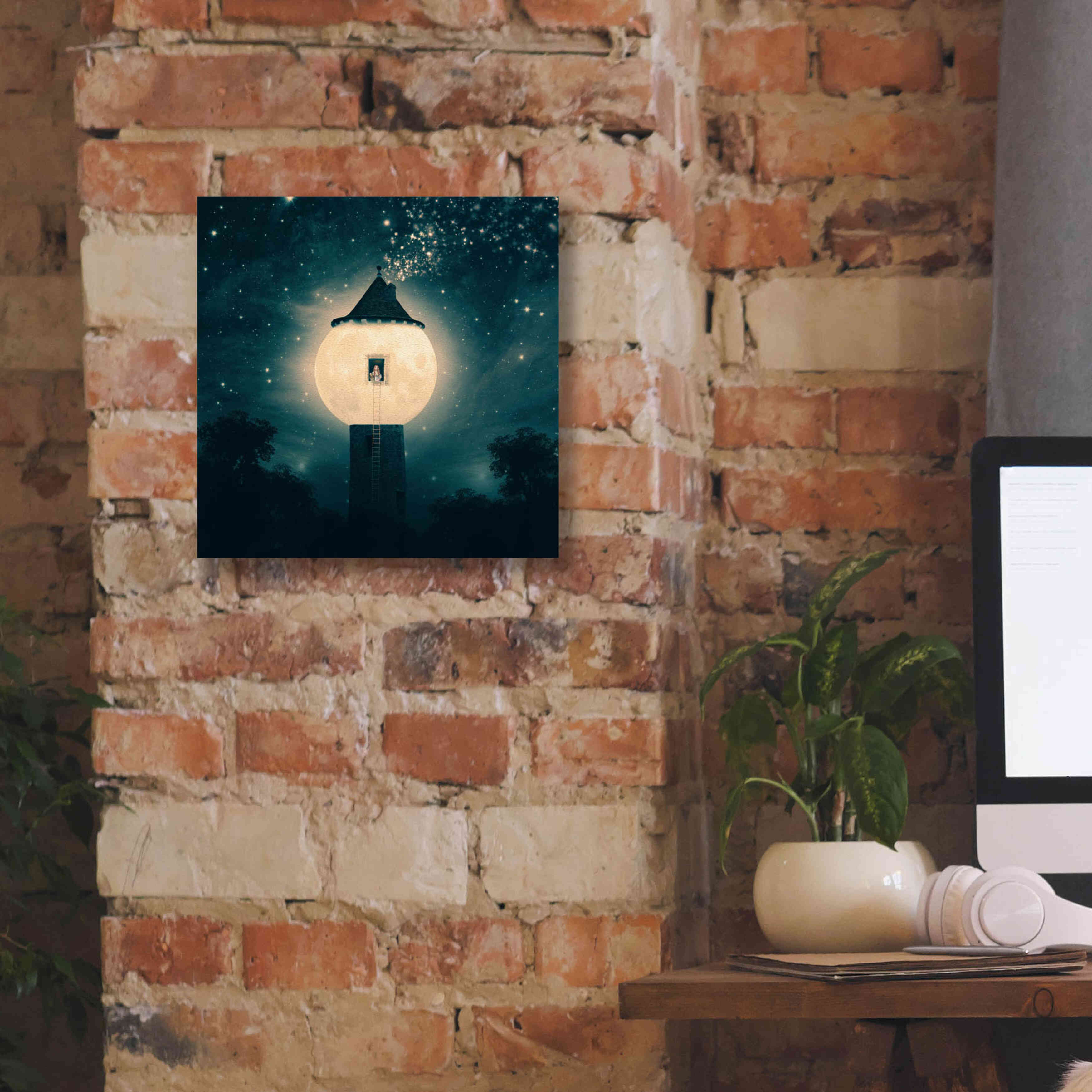 'The Moon Tower' by Paula Belle Flores, Giclee Canvas Wall Art,12 x 12
