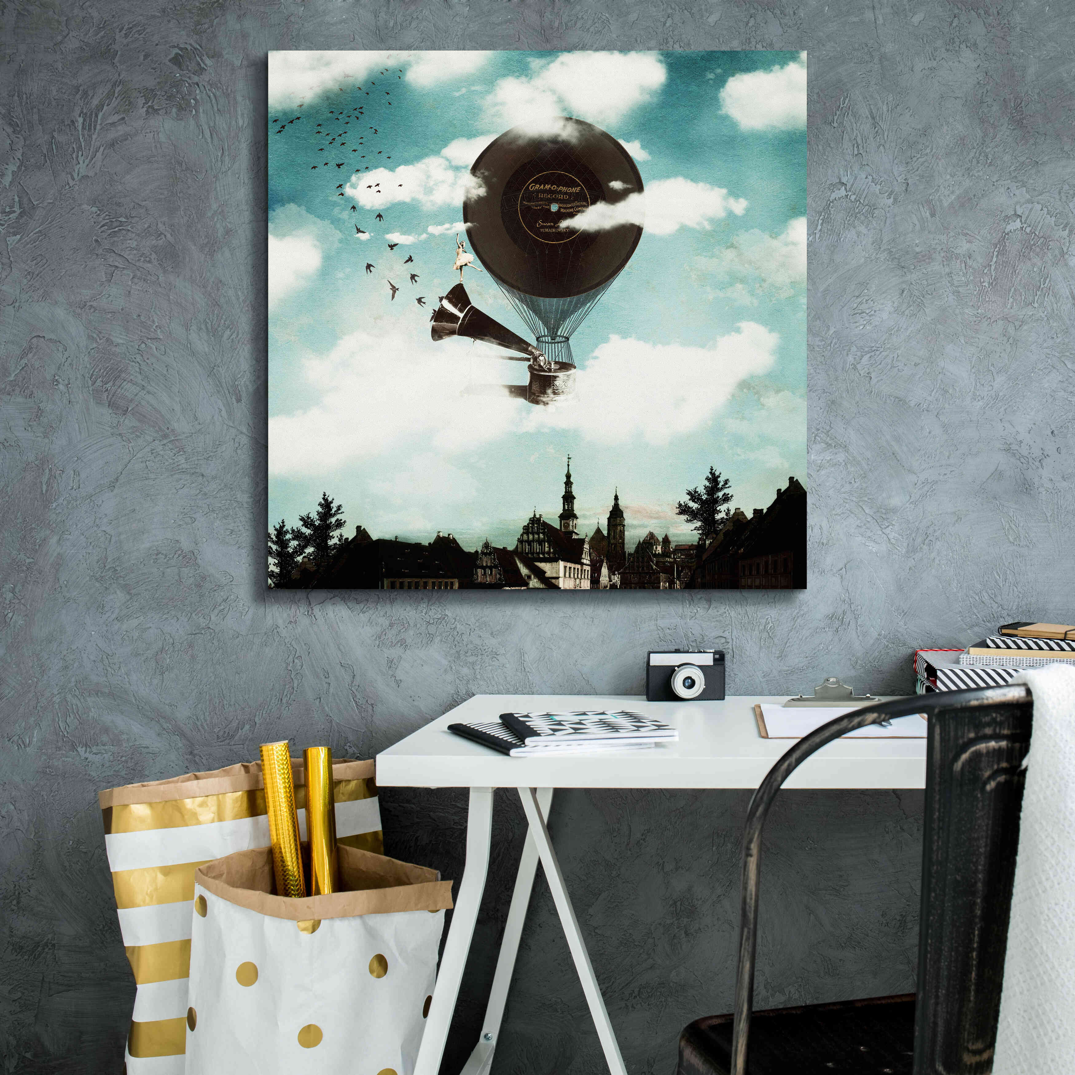 'The Travelling Ballerina' by Paula Belle Flores, Giclee Canvas Wall Art,26 x 26