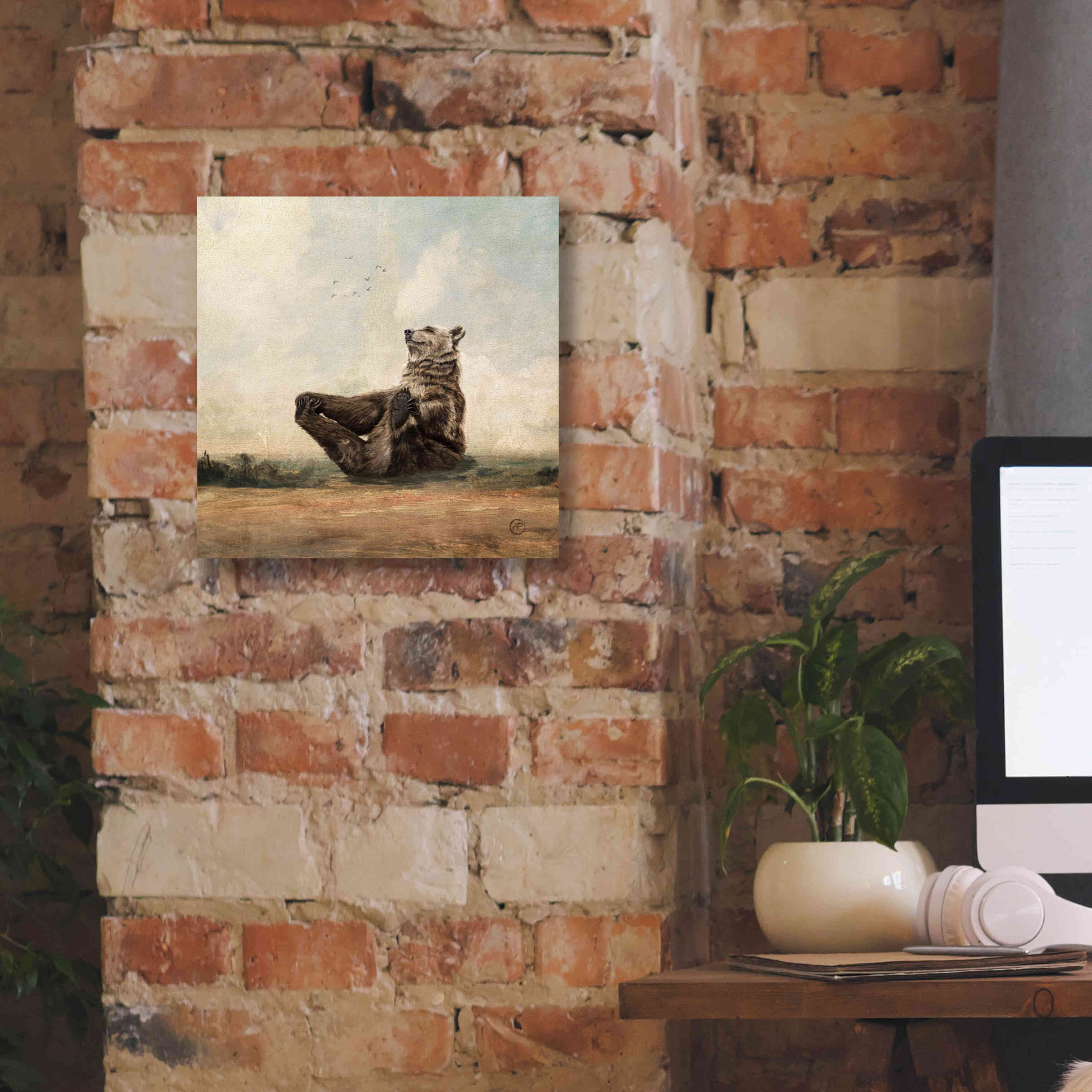 'Yo The Yoga Bear' by Paula Belle Flores, Giclee Canvas Wall Art,12 x 12