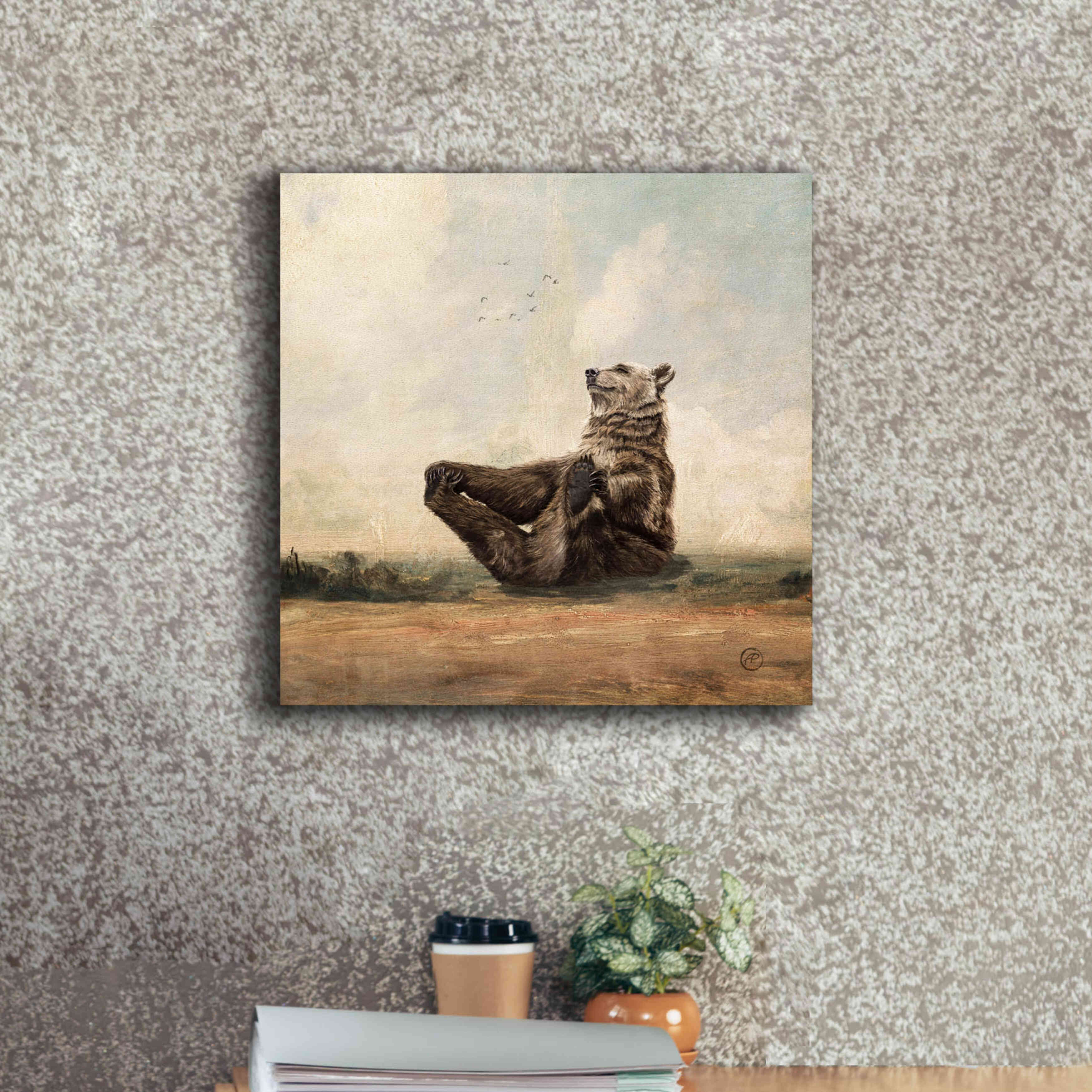 'Yo The Yoga Bear' by Paula Belle Flores, Giclee Canvas Wall Art,18 x 18