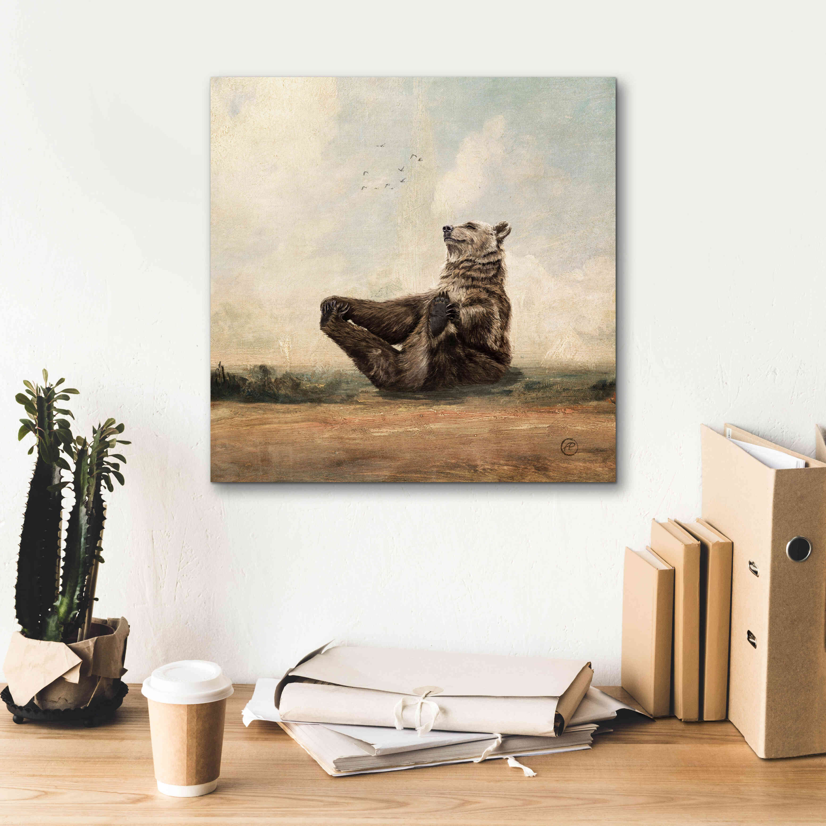 'Yo The Yoga Bear' by Paula Belle Flores, Giclee Canvas Wall Art,18 x 18