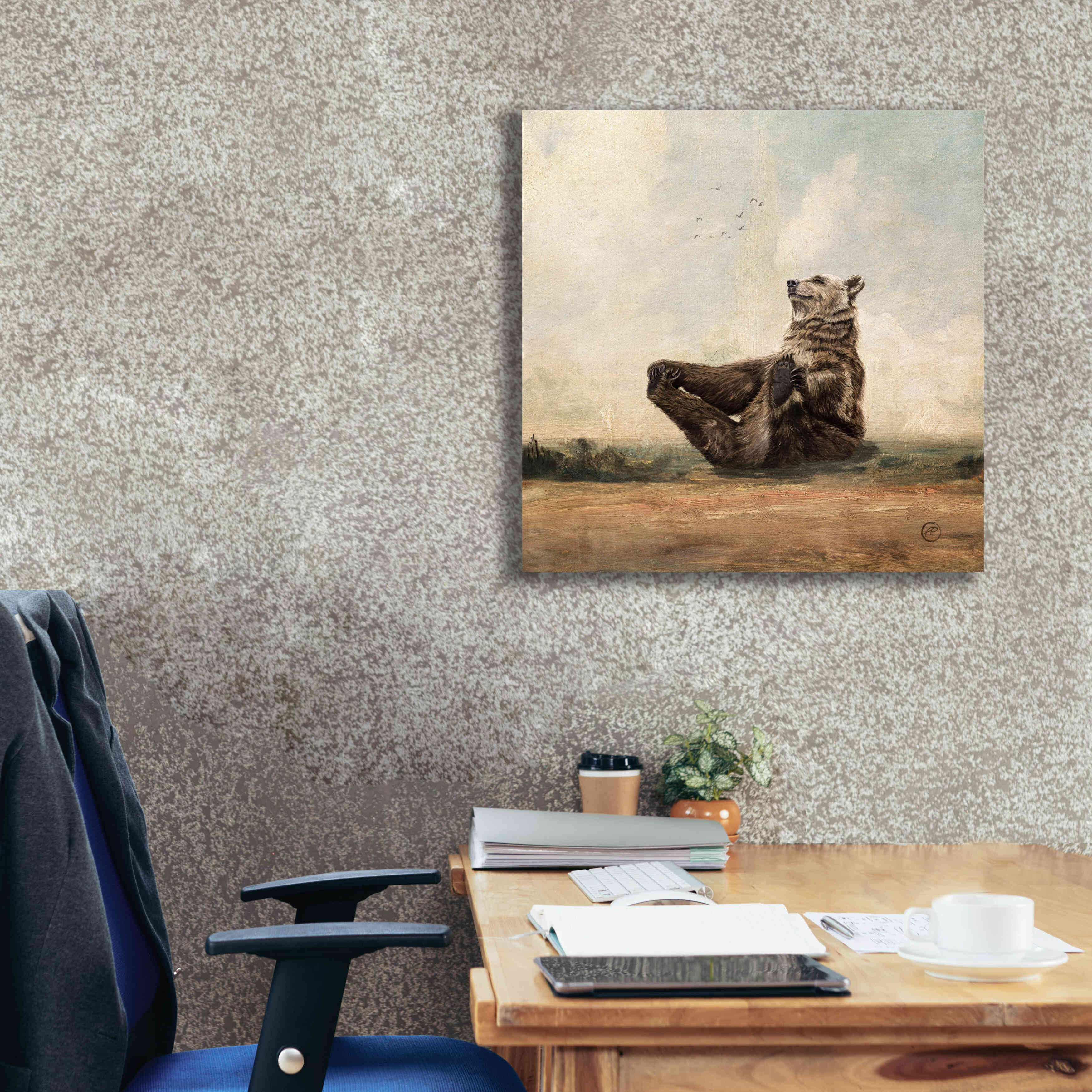 'Yo The Yoga Bear' by Paula Belle Flores, Giclee Canvas Wall Art,26 x 26