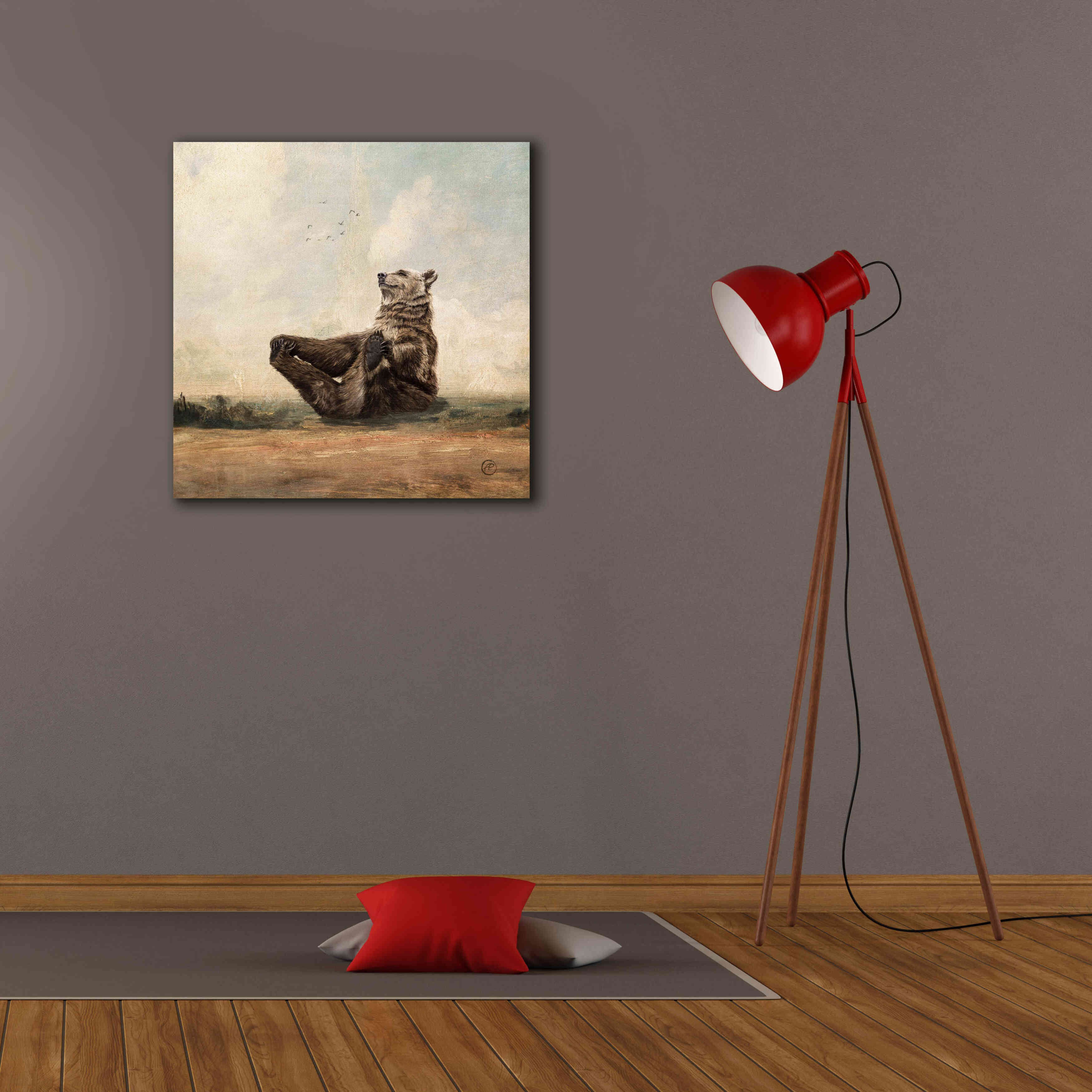 'Yo The Yoga Bear' by Paula Belle Flores, Giclee Canvas Wall Art,26 x 26