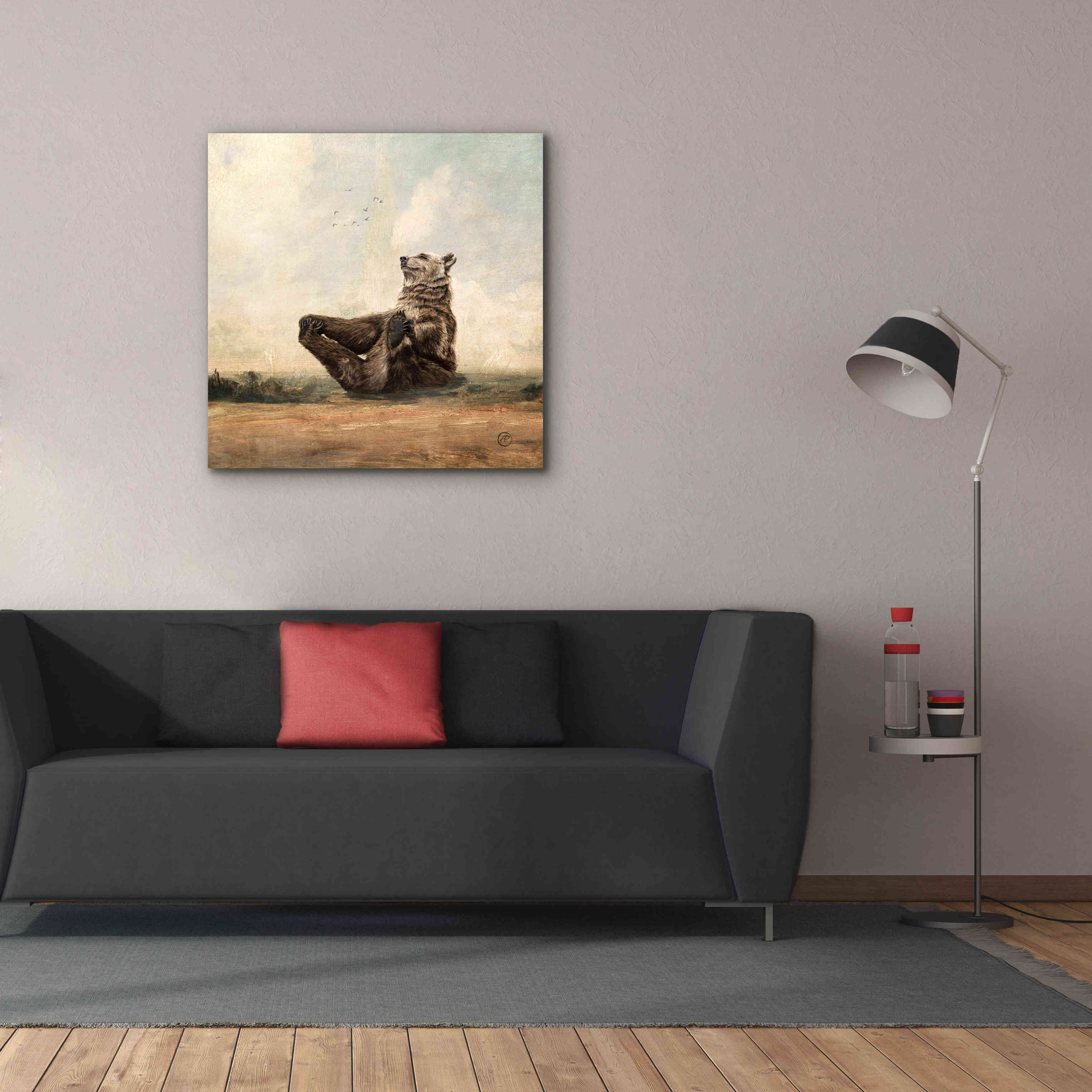 'Yo The Yoga Bear' by Paula Belle Flores, Giclee Canvas Wall Art,37 x 37