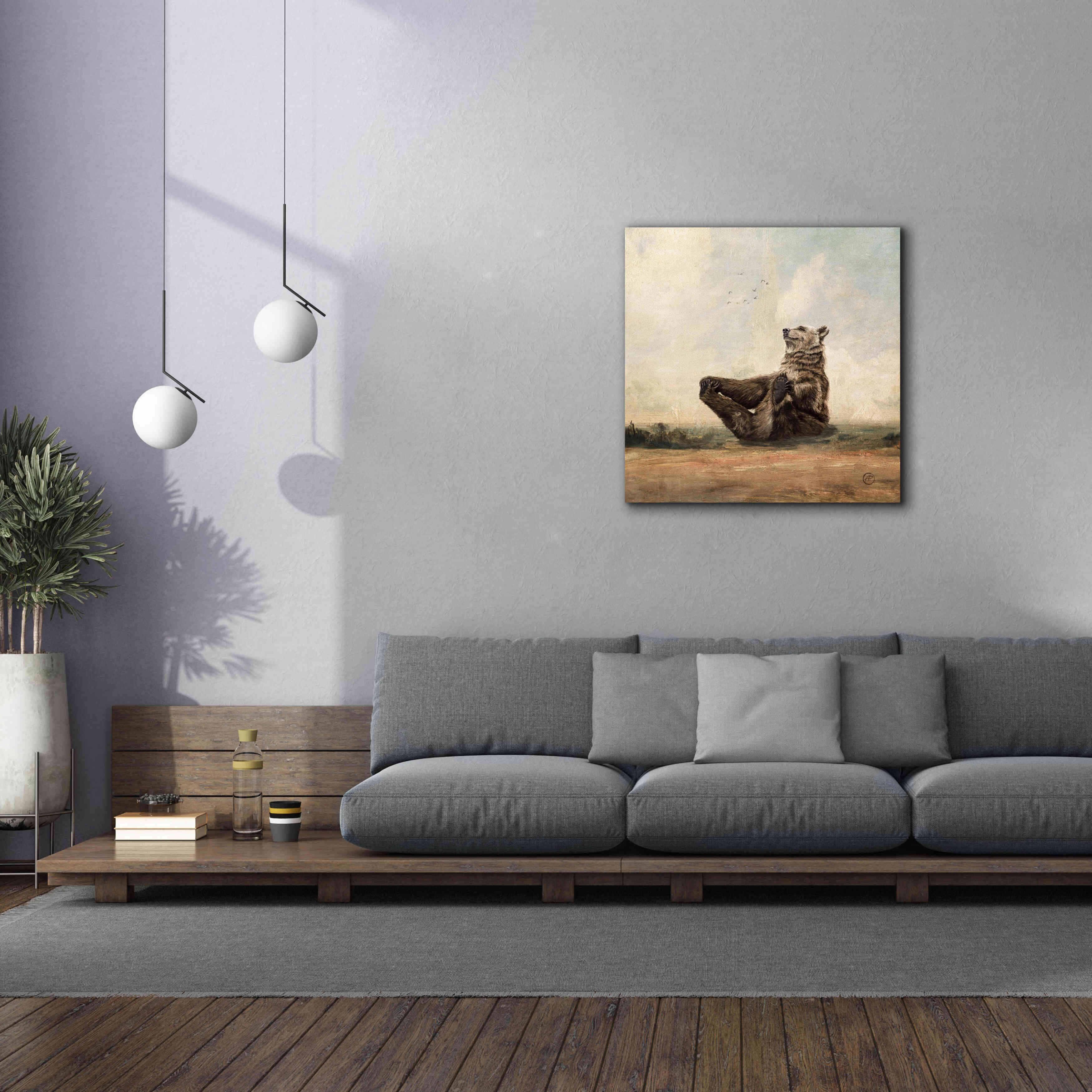 'Yo The Yoga Bear' by Paula Belle Flores, Giclee Canvas Wall Art,37 x 37