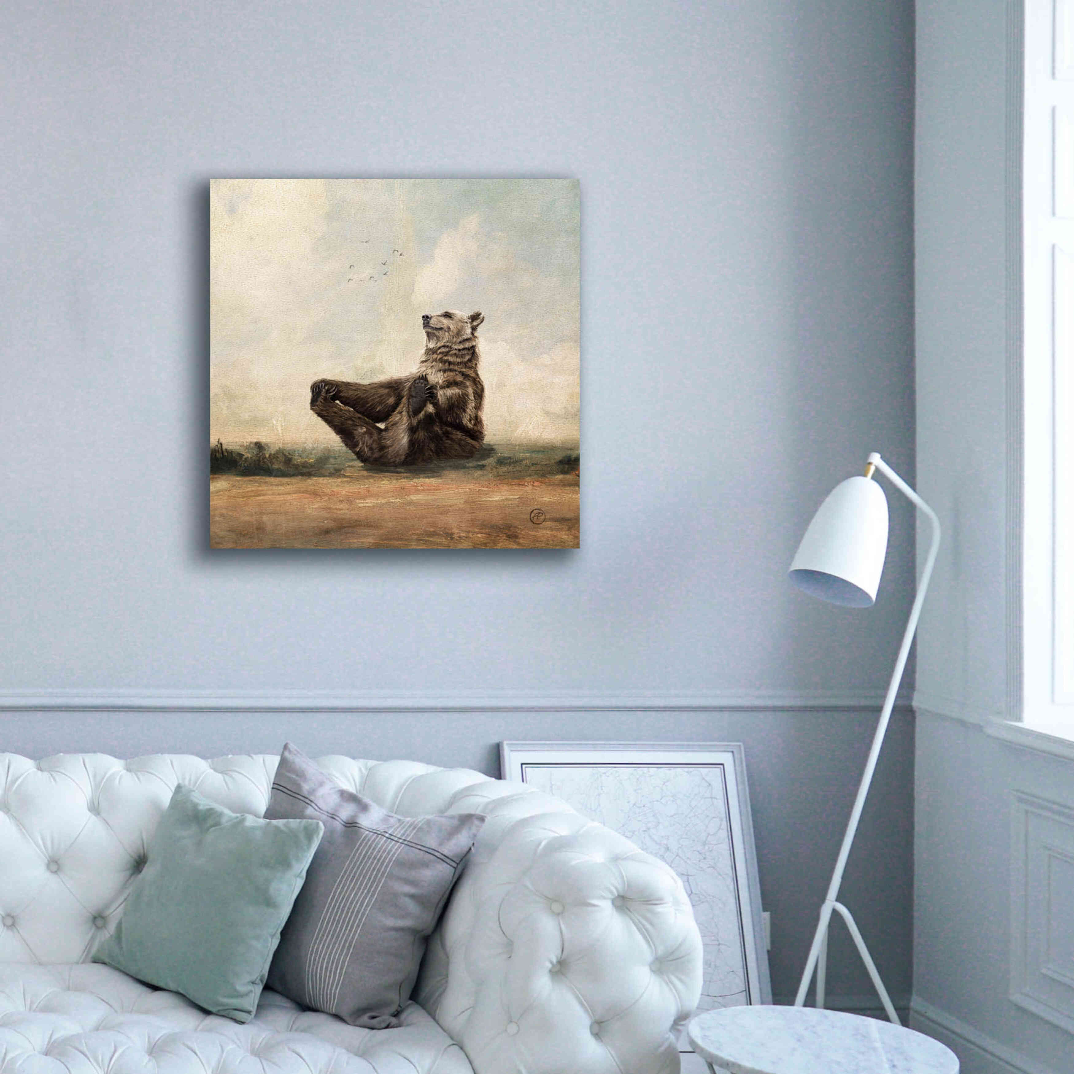 'Yo The Yoga Bear' by Paula Belle Flores, Giclee Canvas Wall Art,37 x 37