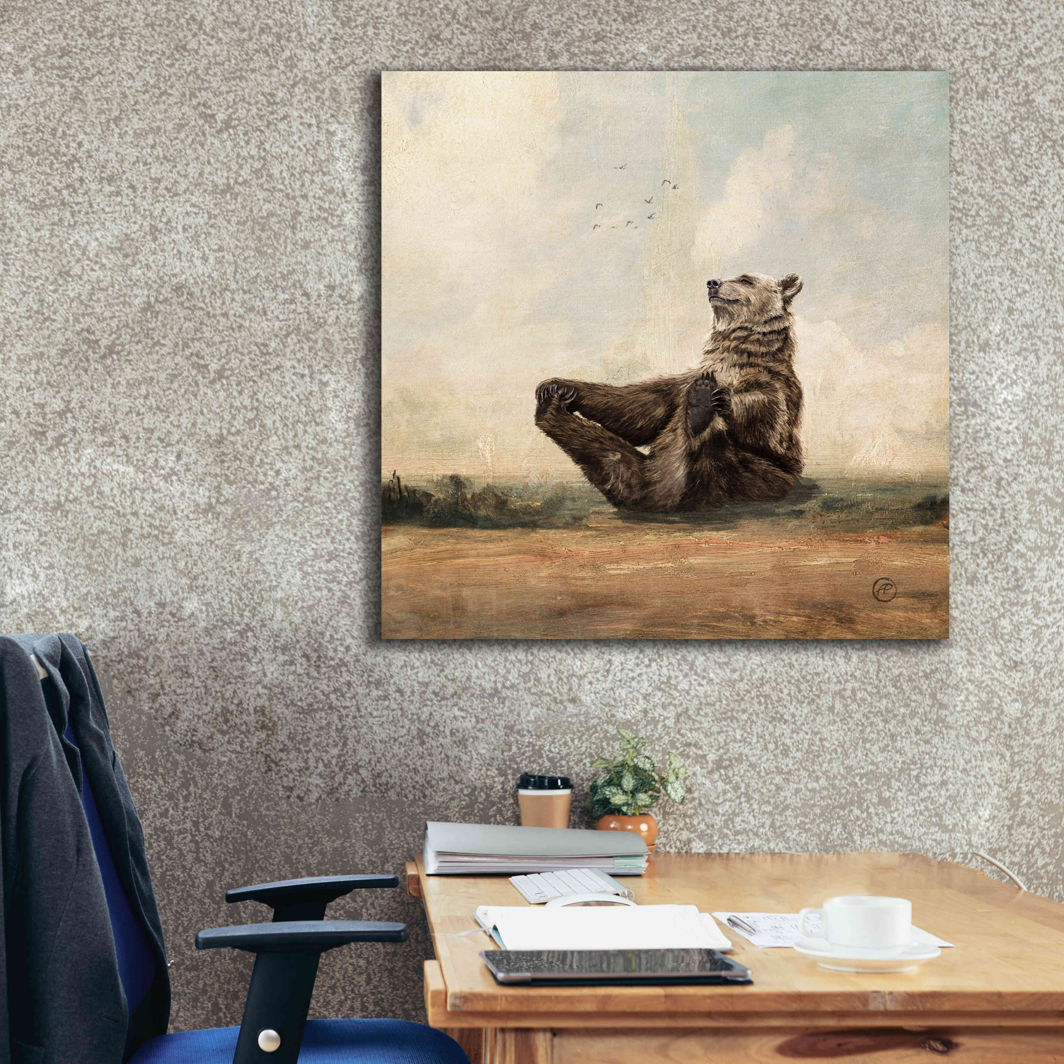 'Yo The Yoga Bear' by Paula Belle Flores, Giclee Canvas Wall Art,37 x 37