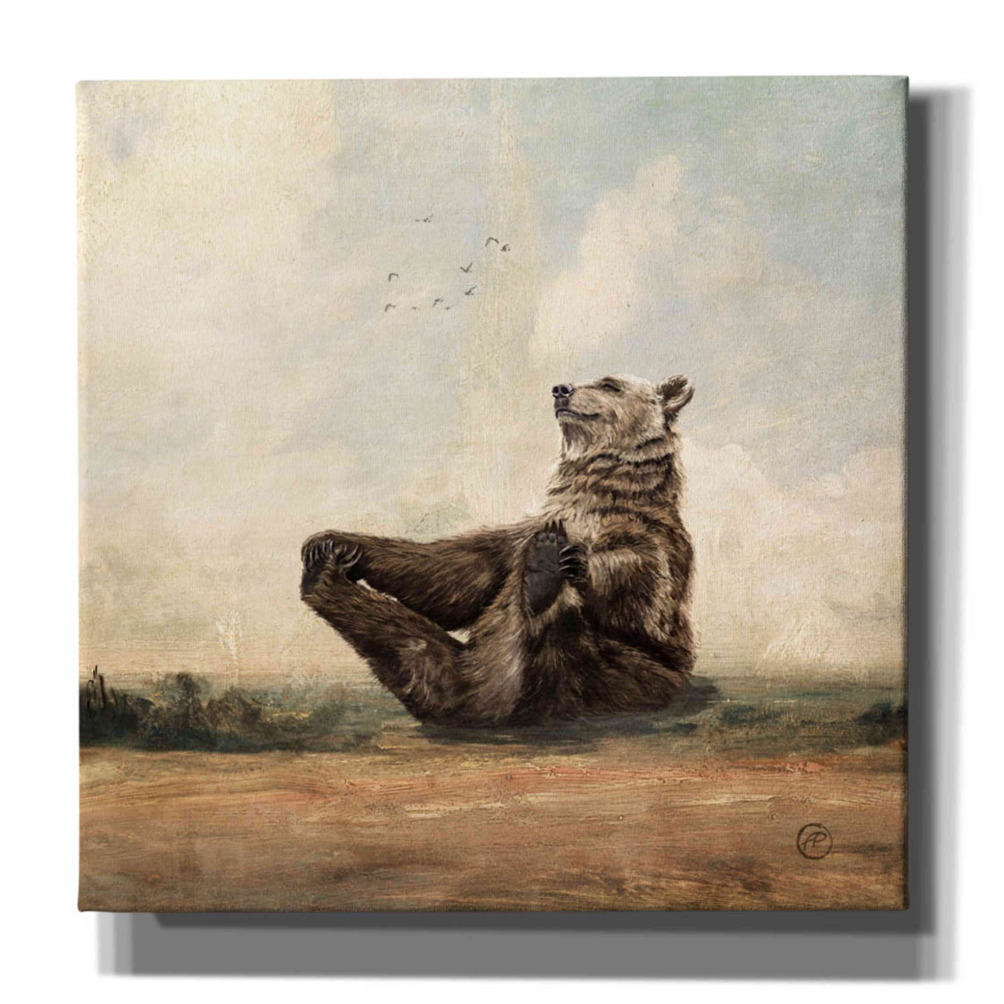 'Yo The Yoga Bear' by Paula Belle Flores, Giclee Canvas Wall Art