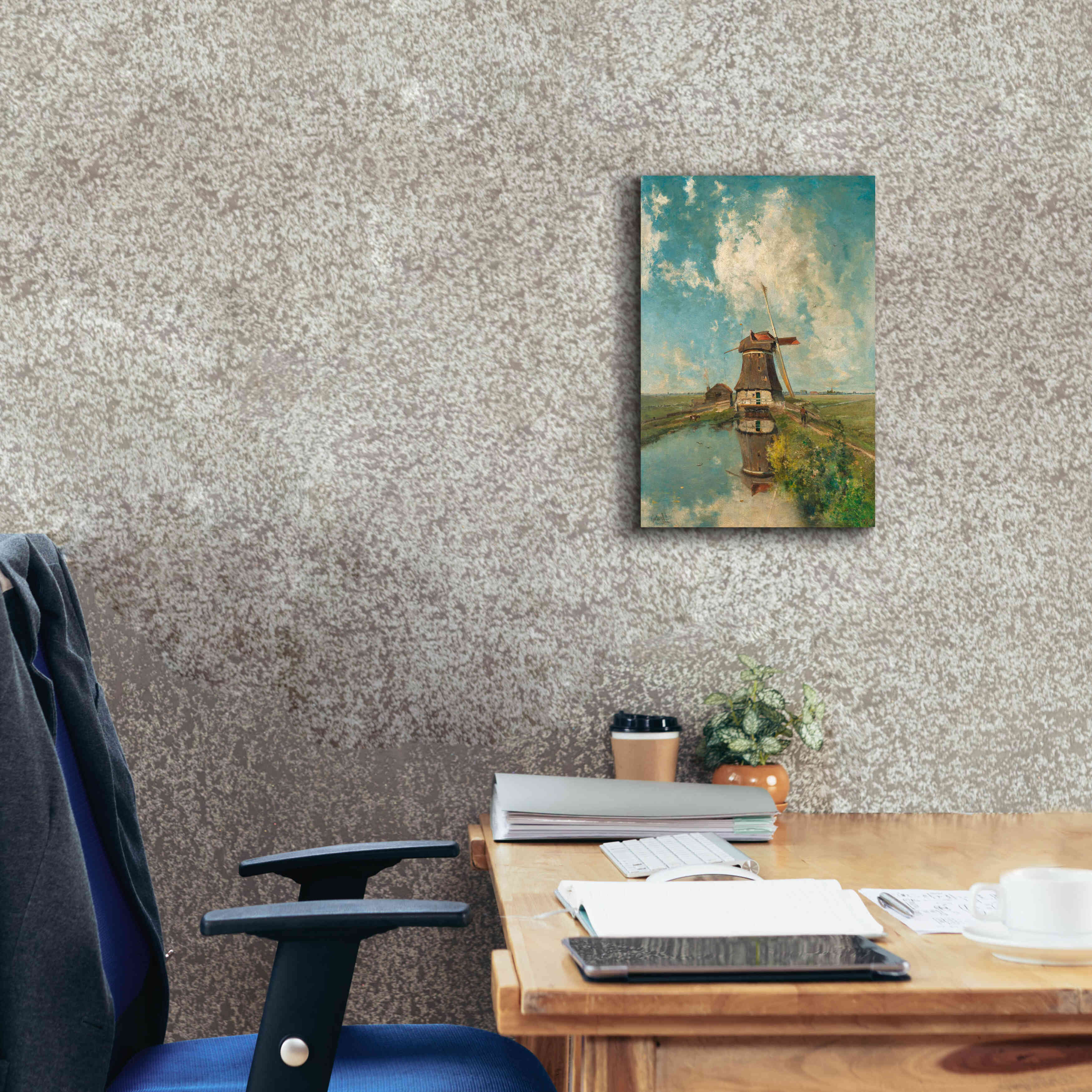 'A Windmill on a Polder Waterway  c. 1889' by Gabriel, Giclee Canvas Wall Art,12 x 18