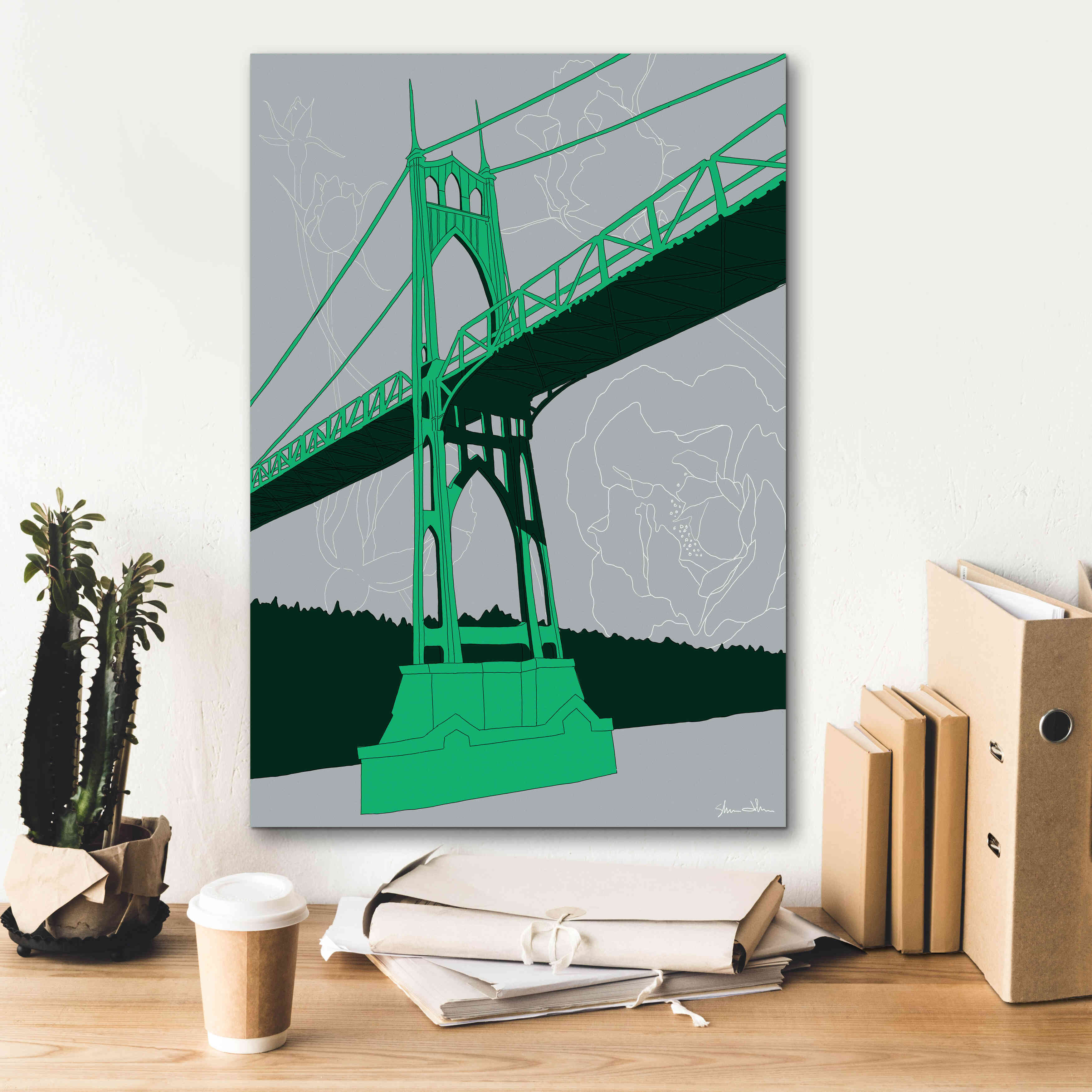 'St. Johns Bridge - Portland' by Shane Donahue, Giclee Canvas Wall Art,18 x 26