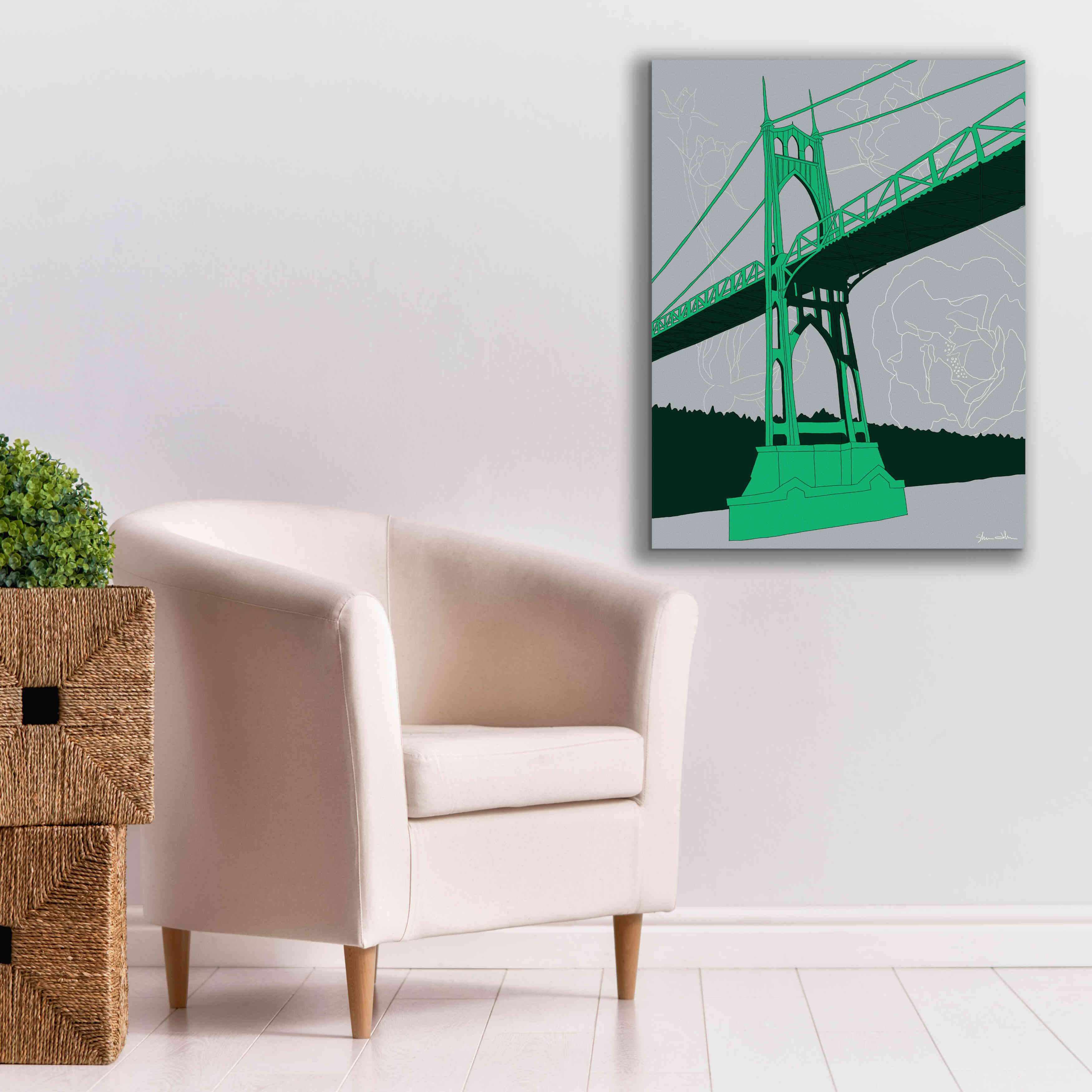 'St. Johns Bridge - Portland' by Shane Donahue, Giclee Canvas Wall Art,26 x 34