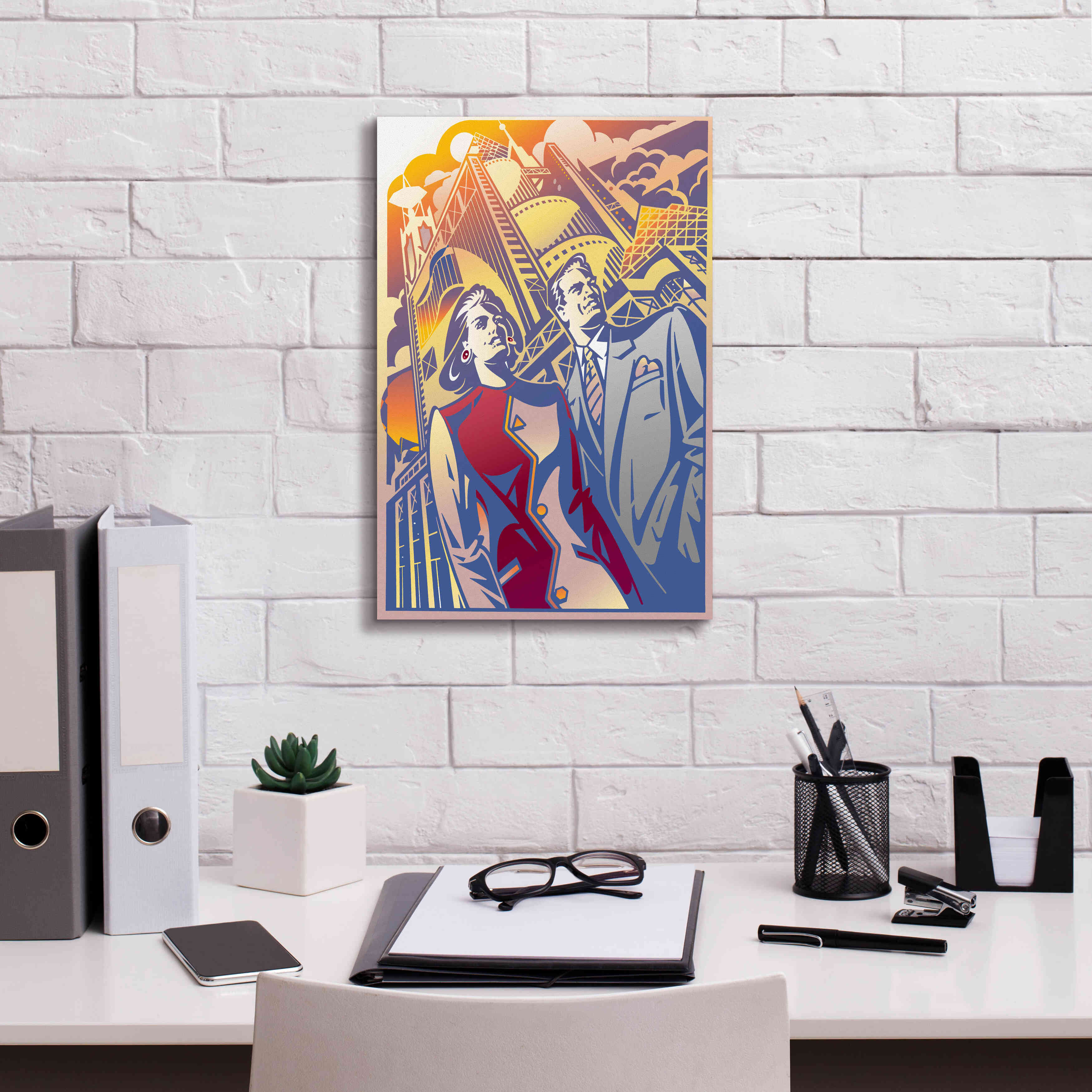 'Architectural Business Couple' by David Chestnutt, Giclee Canvas Wall Art,12 x 18