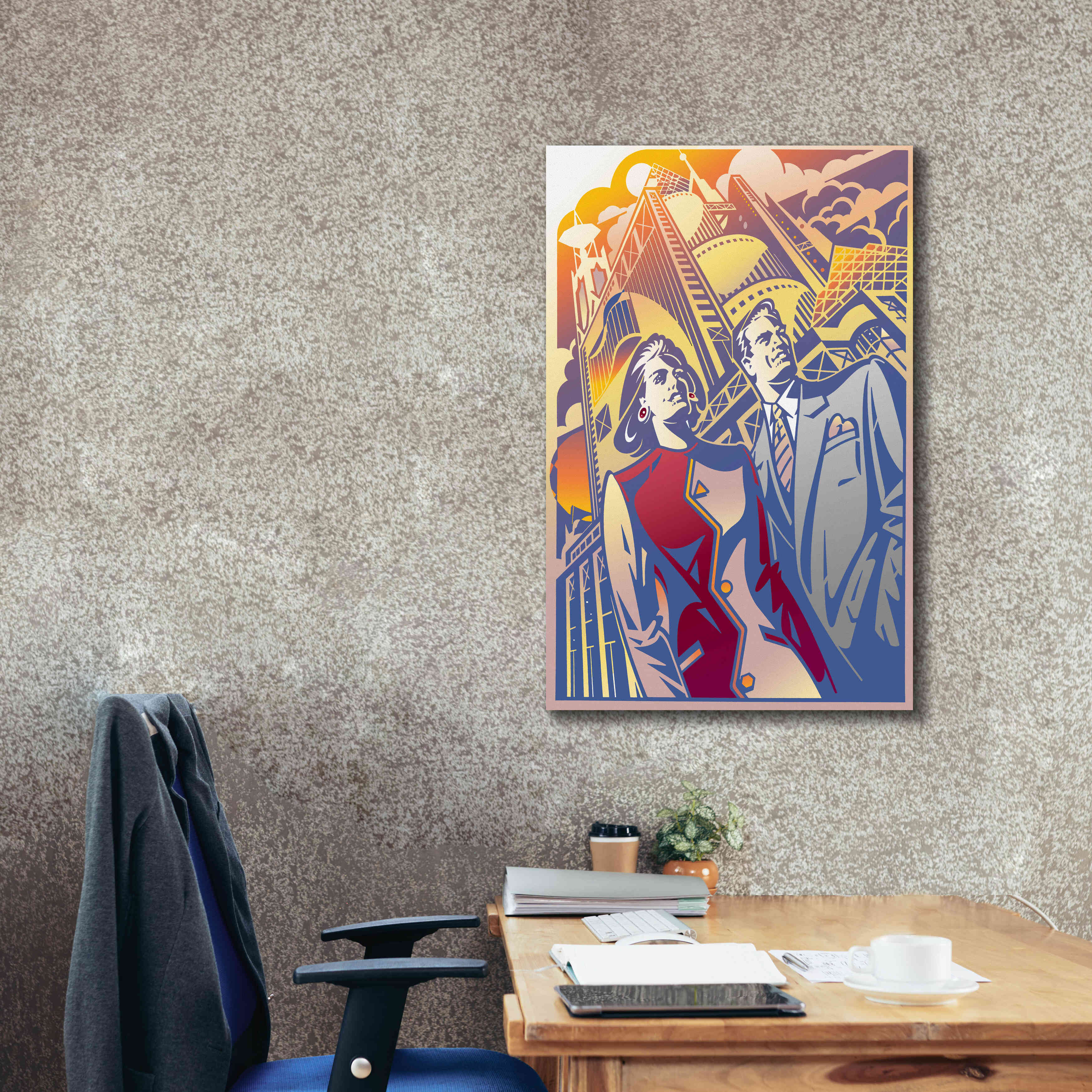'Architectural Business Couple' by David Chestnutt, Giclee Canvas Wall Art,26 x 40