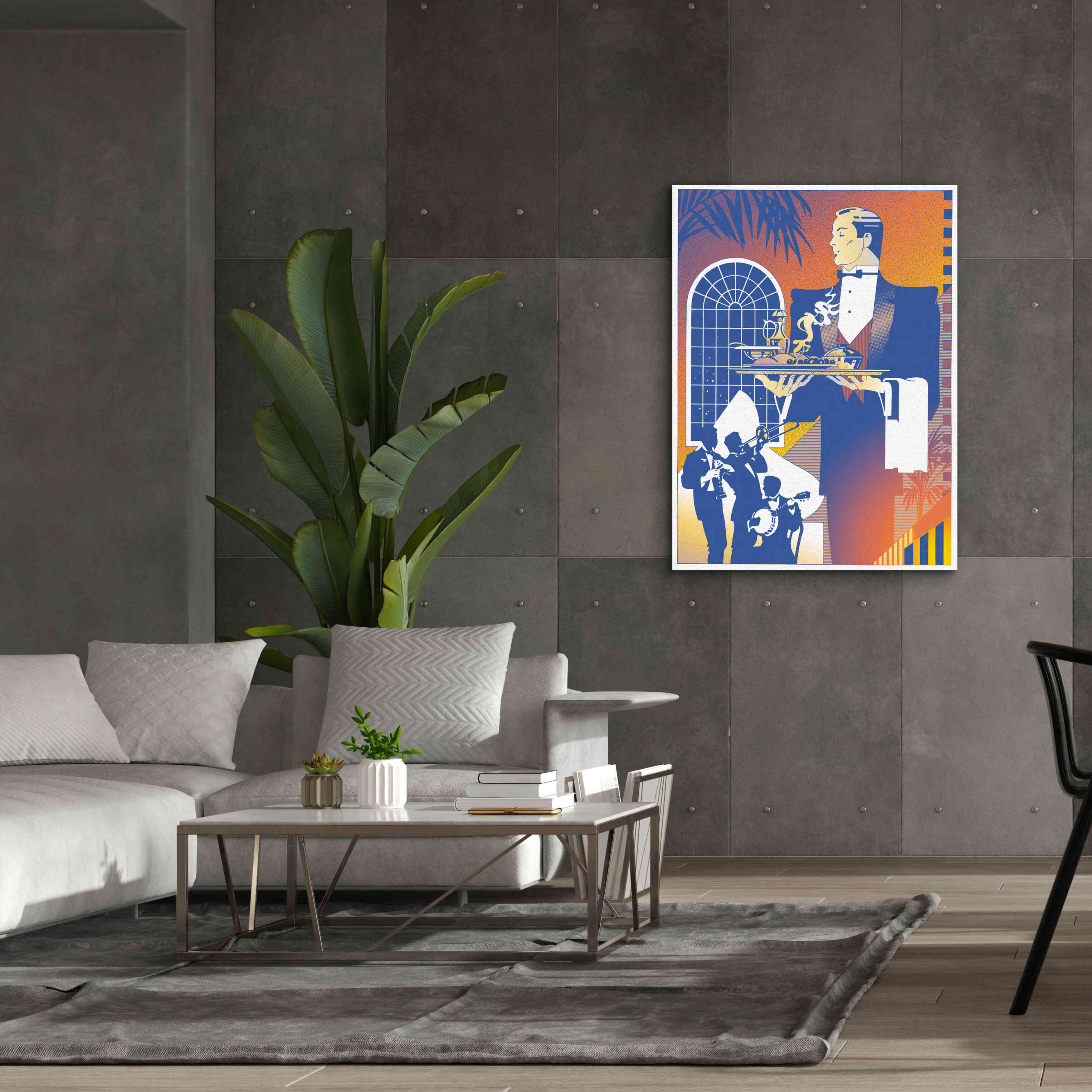 'Band And Waiter' by David Chestnutt, Giclee Canvas Wall Art,40 x 54
