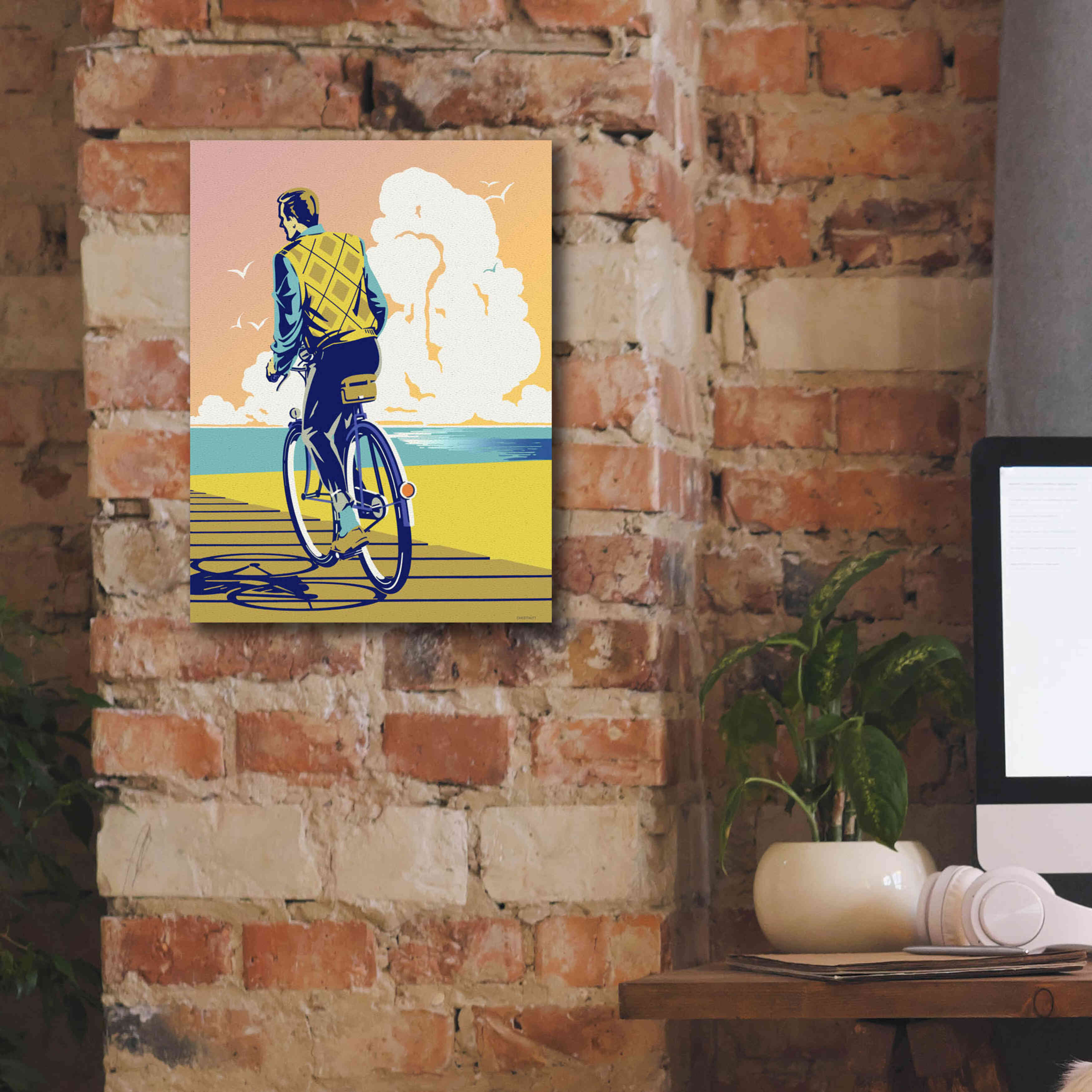 'Beach Bike' by David Chestnutt, Giclee Canvas Wall Art,12 x 16