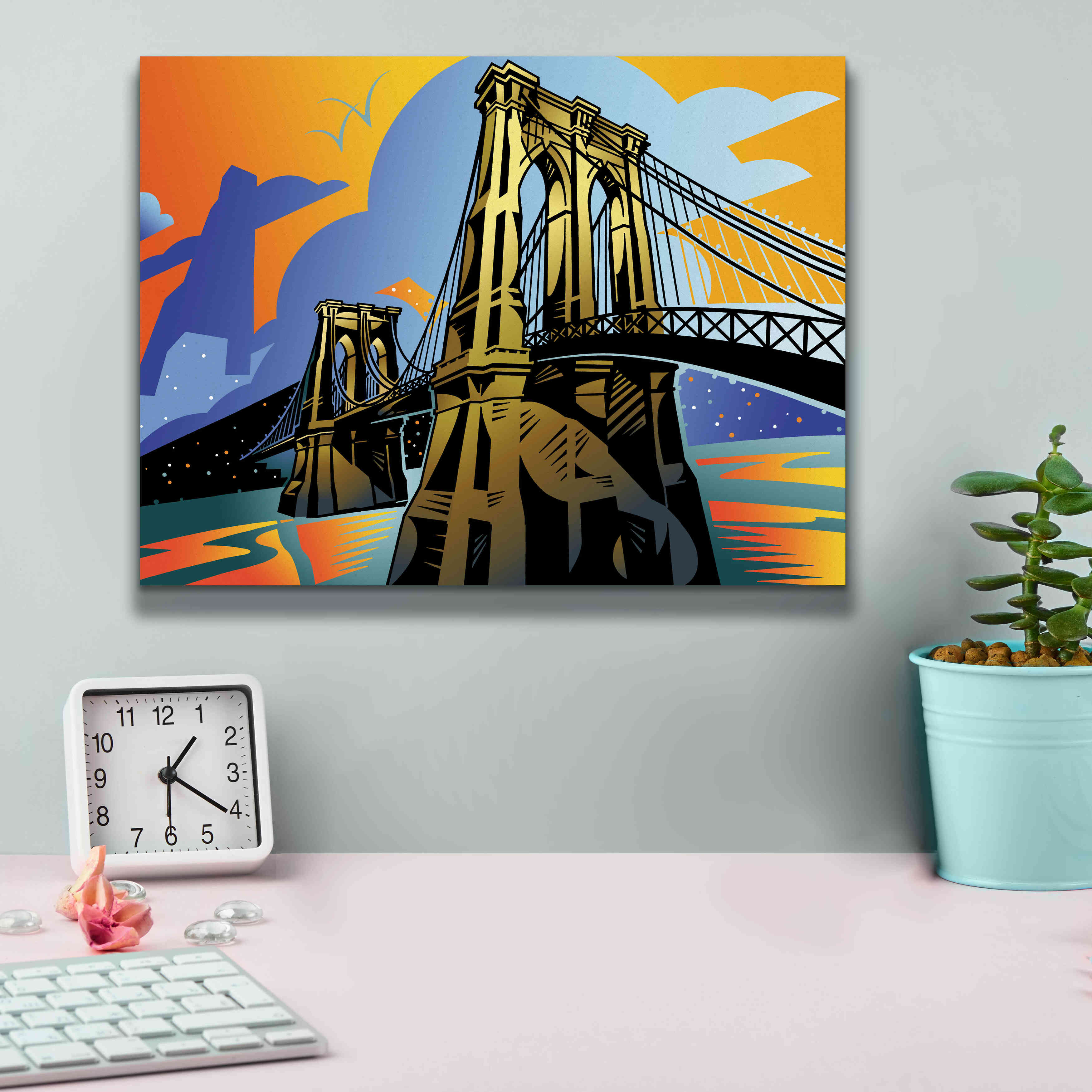 'Brooklyn Bridge' by David Chestnutt, Giclee Canvas Wall Art,16 x 12