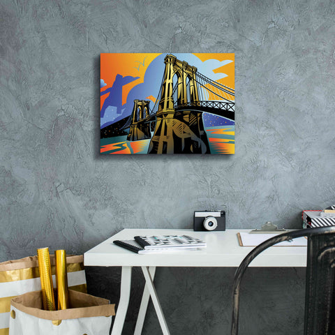 Image of 'Brooklyn Bridge' by David Chestnutt, Giclee Canvas Wall Art,16 x 12