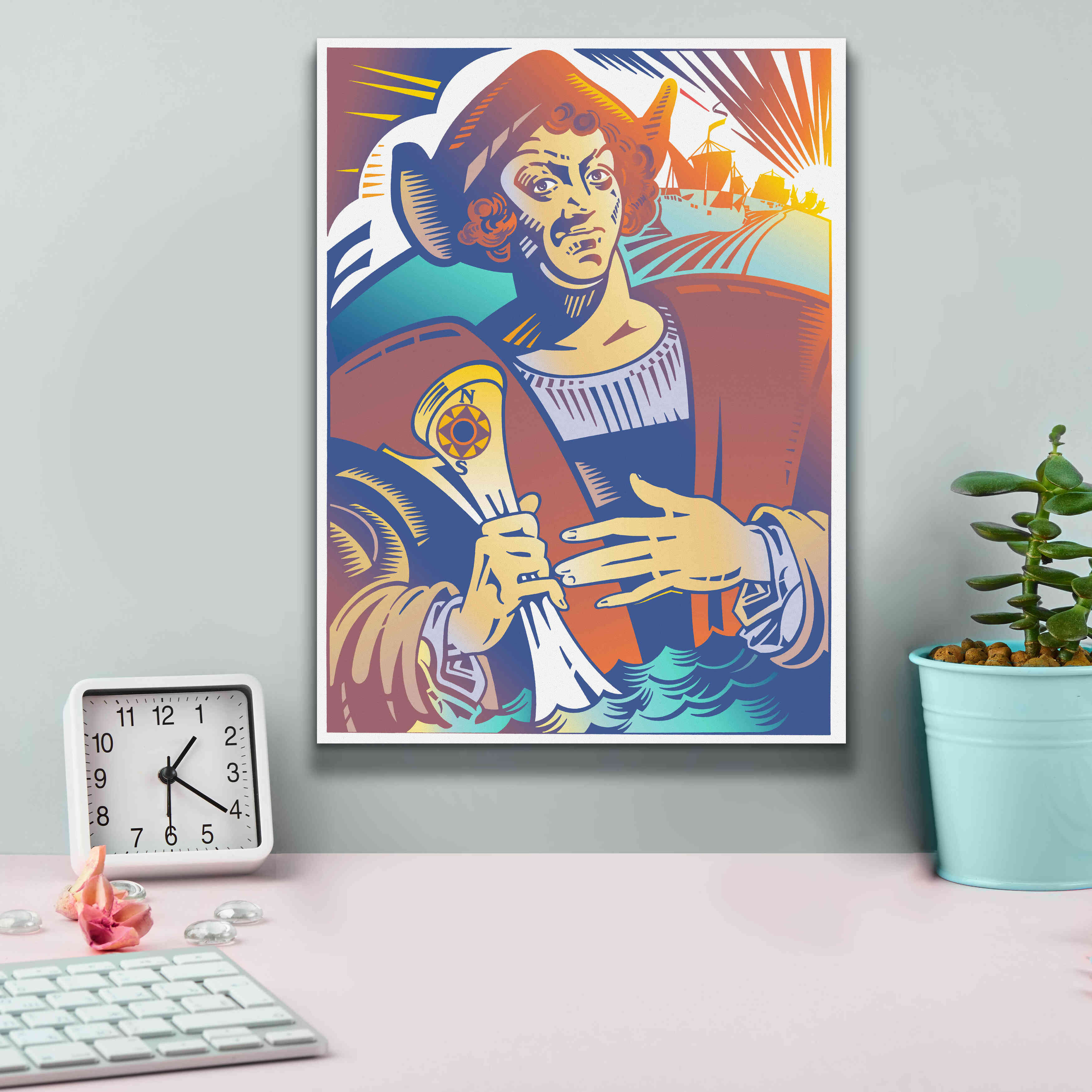 'Christopher Columbus' by David Chestnutt, Giclee Canvas Wall Art,12 x 16