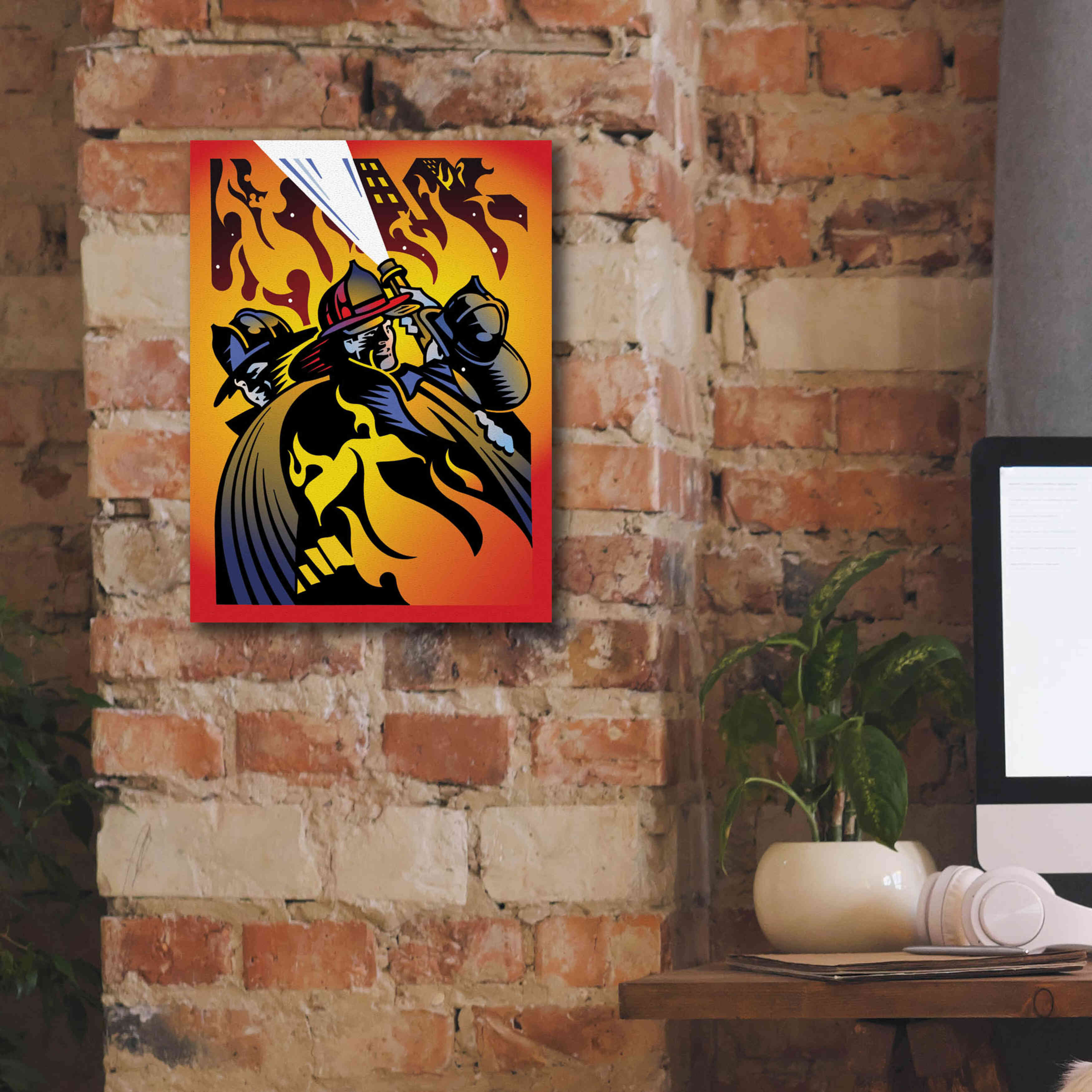 'Firemen' by David Chestnutt, Giclee Canvas Wall Art,12 x 16