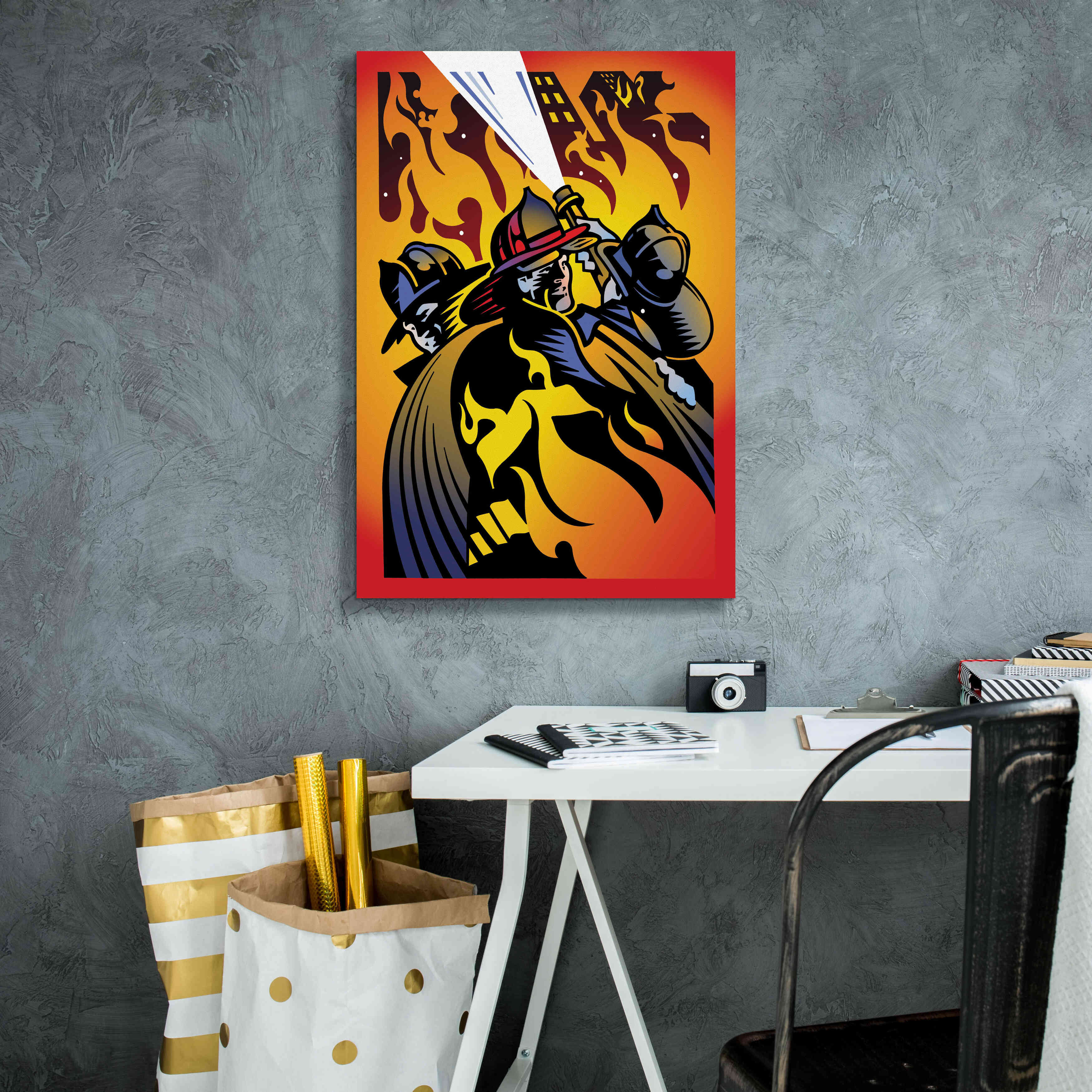 'Firemen' by David Chestnutt, Giclee Canvas Wall Art,18 x 26